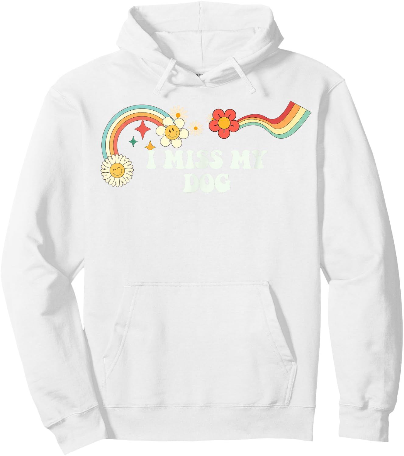 Groovy Funny I Miss My Dog Men Retro Hoodie - Hoodie | White