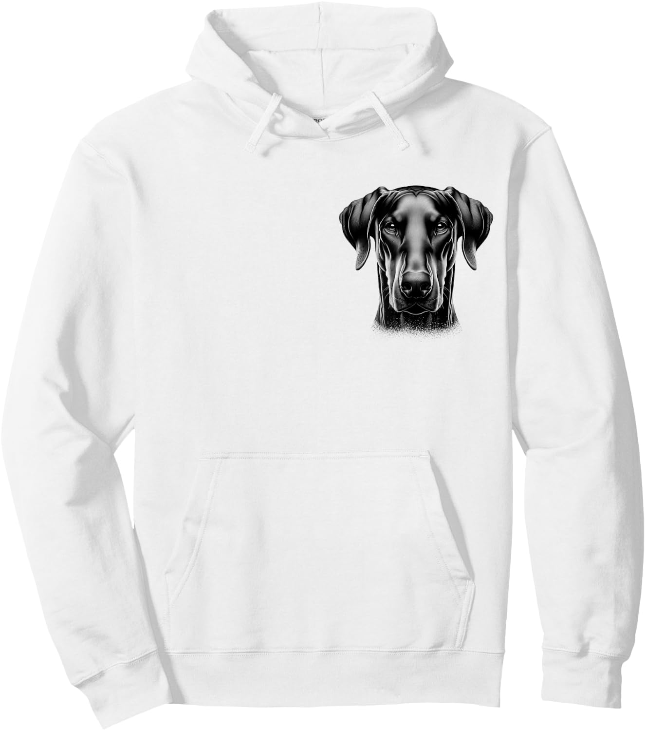 MyAnimal - Your Favourite Animal Wear Proud Doberman Head with Floppy Ears on Chest , Small, Grey Hoodie - Hoodie | White
