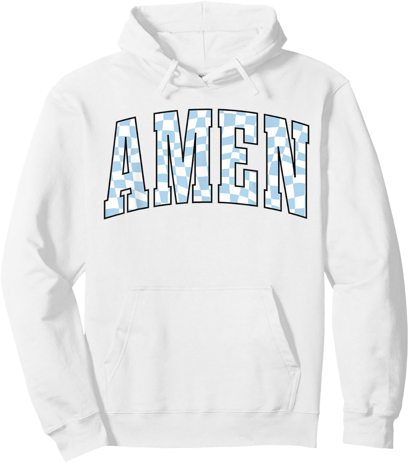 Amen Religious Checkerboard Christian Bible Verse Jesus Hoodie - Hoodie | White