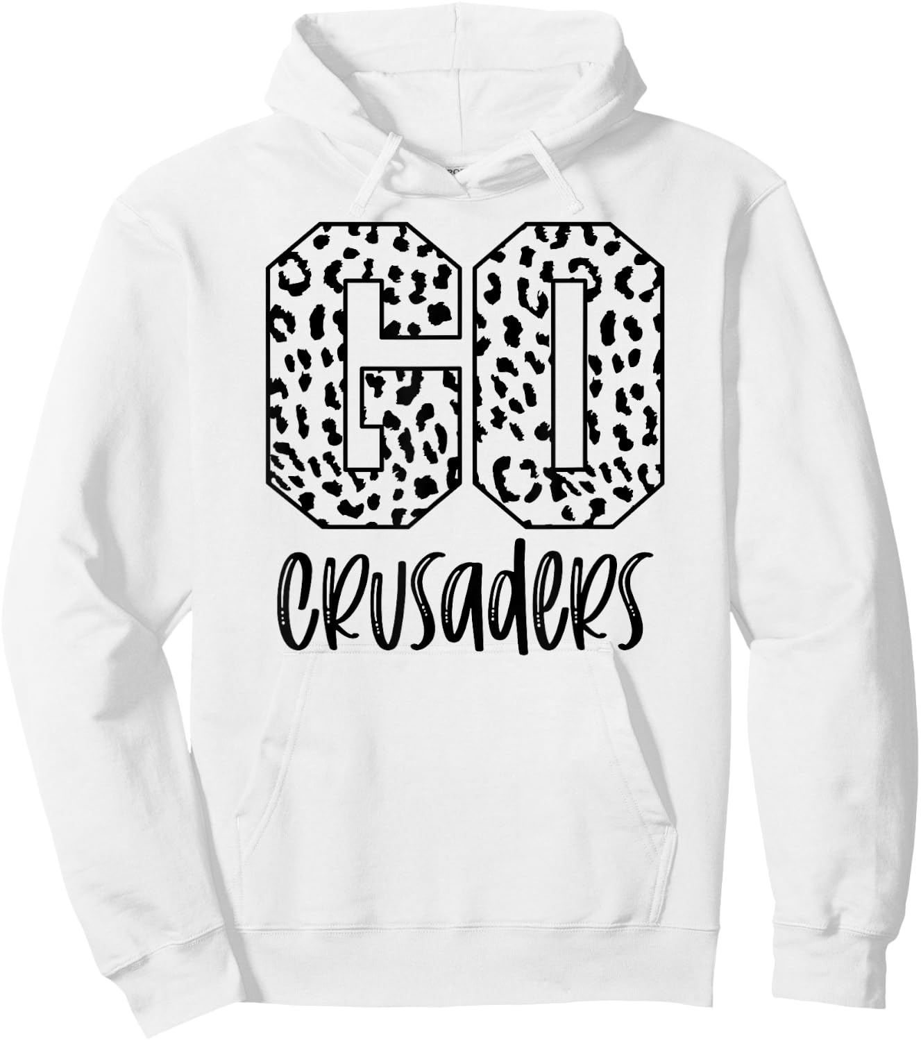 Crusaders Team Mascot School Spirit Game Night Leopard Print Hoodie - Hoodie | White