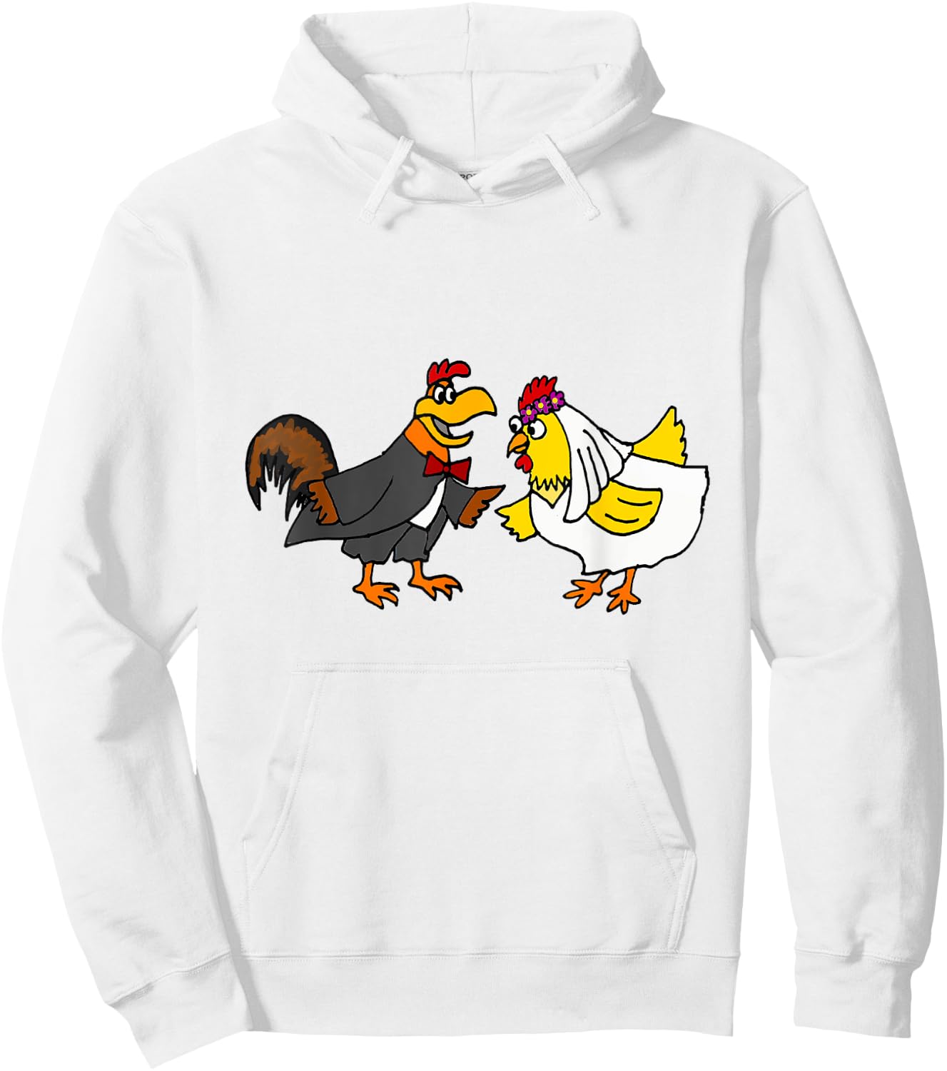 Smilenowtees Funny Rooster and Hen Chicken Wedding Hoodie - Hoodie | White