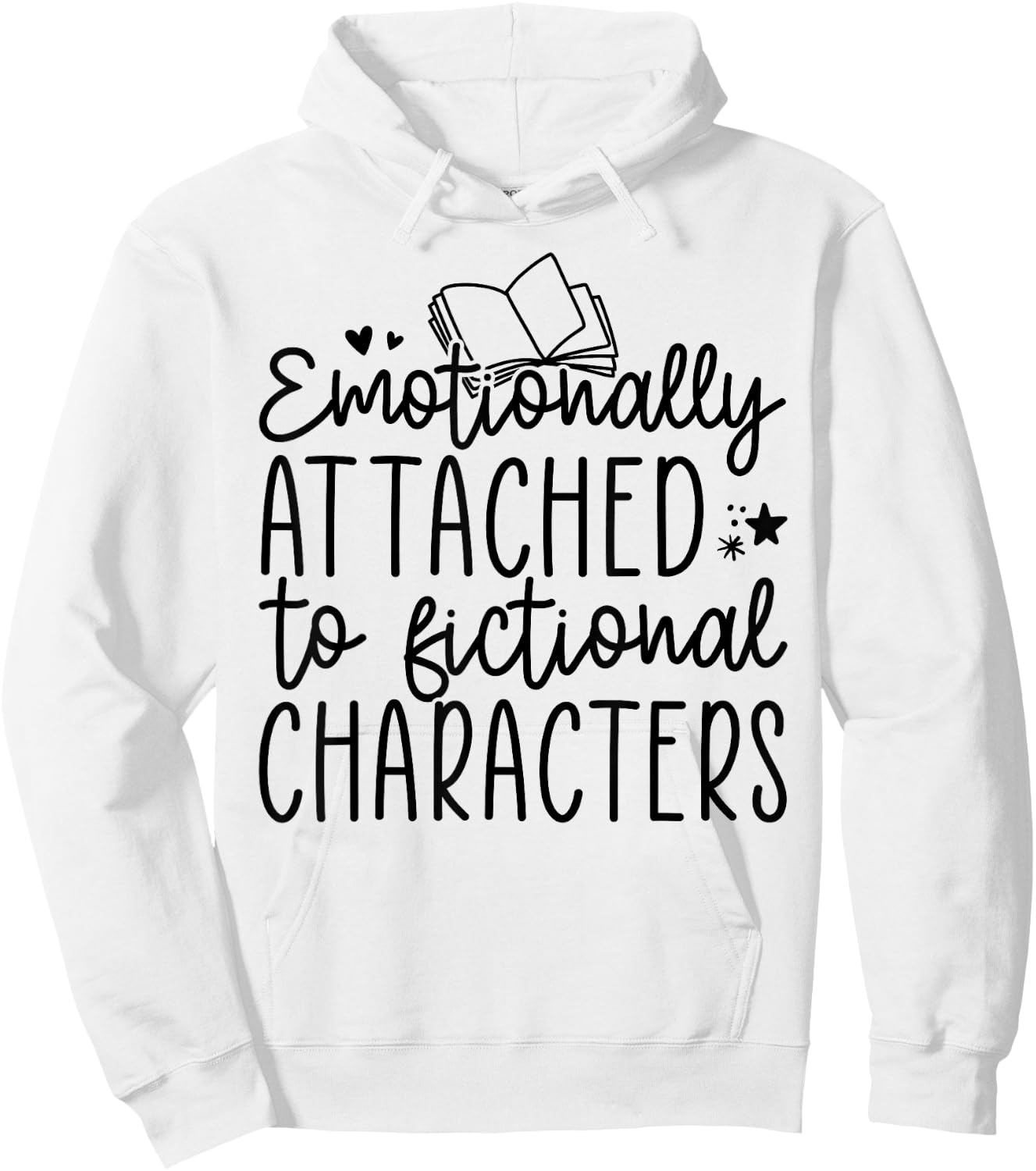 Emotionally Attached to Fictional Characters, Funny Reading , Small, Grey Hoodie - Hoodie | White