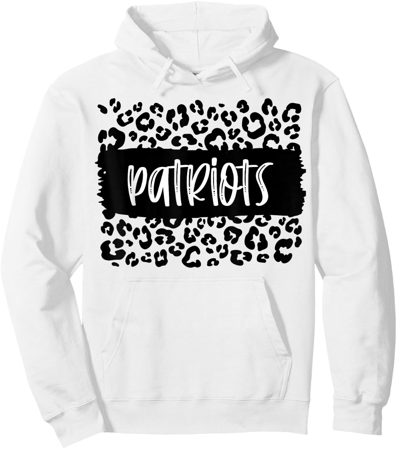 Patriots Team Mascot School Spirit Game Night Leopard Print Hoodie - Hoodie | White