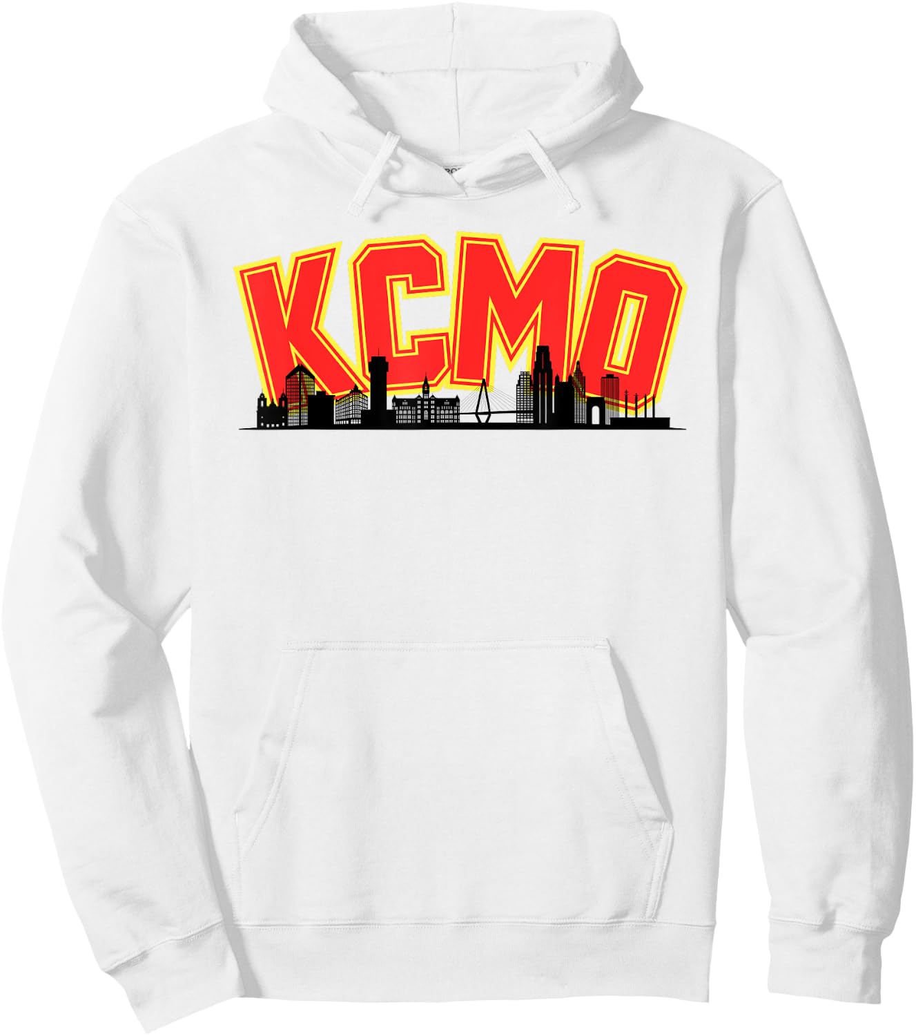 Kansas City Skyline Red Yellow KCMO Kingdom City Sky Design Hoodie - Hoodie | White
