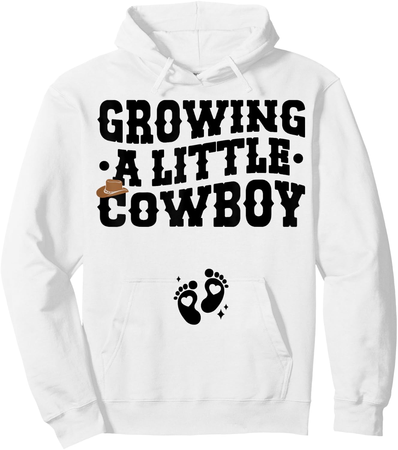 Country Pregnancy Announcement - Growing a Little Cowboy Hoodie - Hoodie | White