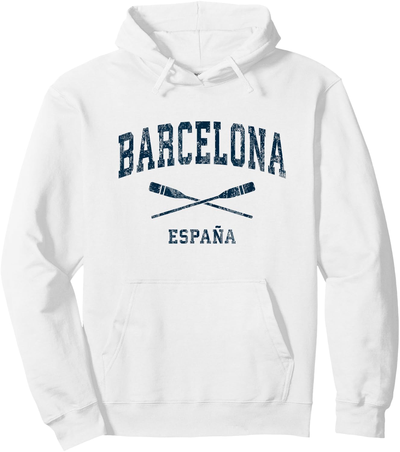 Barcelona Spain Vintage Nautical Paddles Sports Oars Hoodie - Hoodie | White