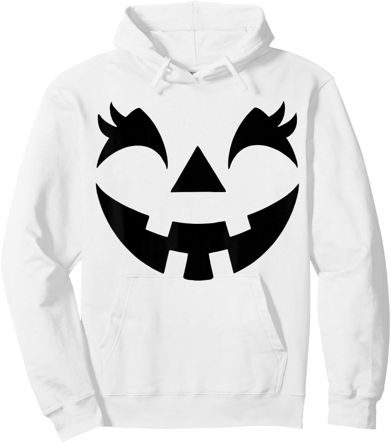 Jack O Lantern Face Pumpkin Eyelashes Hallowen Costume Funny Hoodie - Hoodie | White