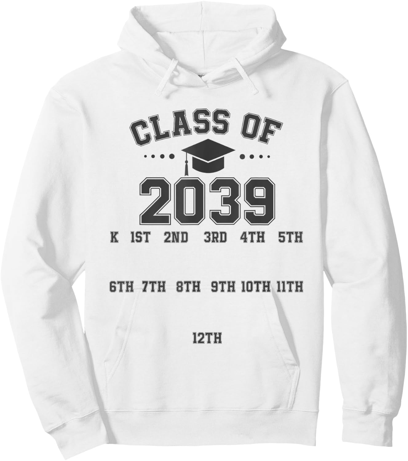 Class of 2039 Grow With Me Pre-k To 12th Grade Handprint Hoodie - Hoodie | White