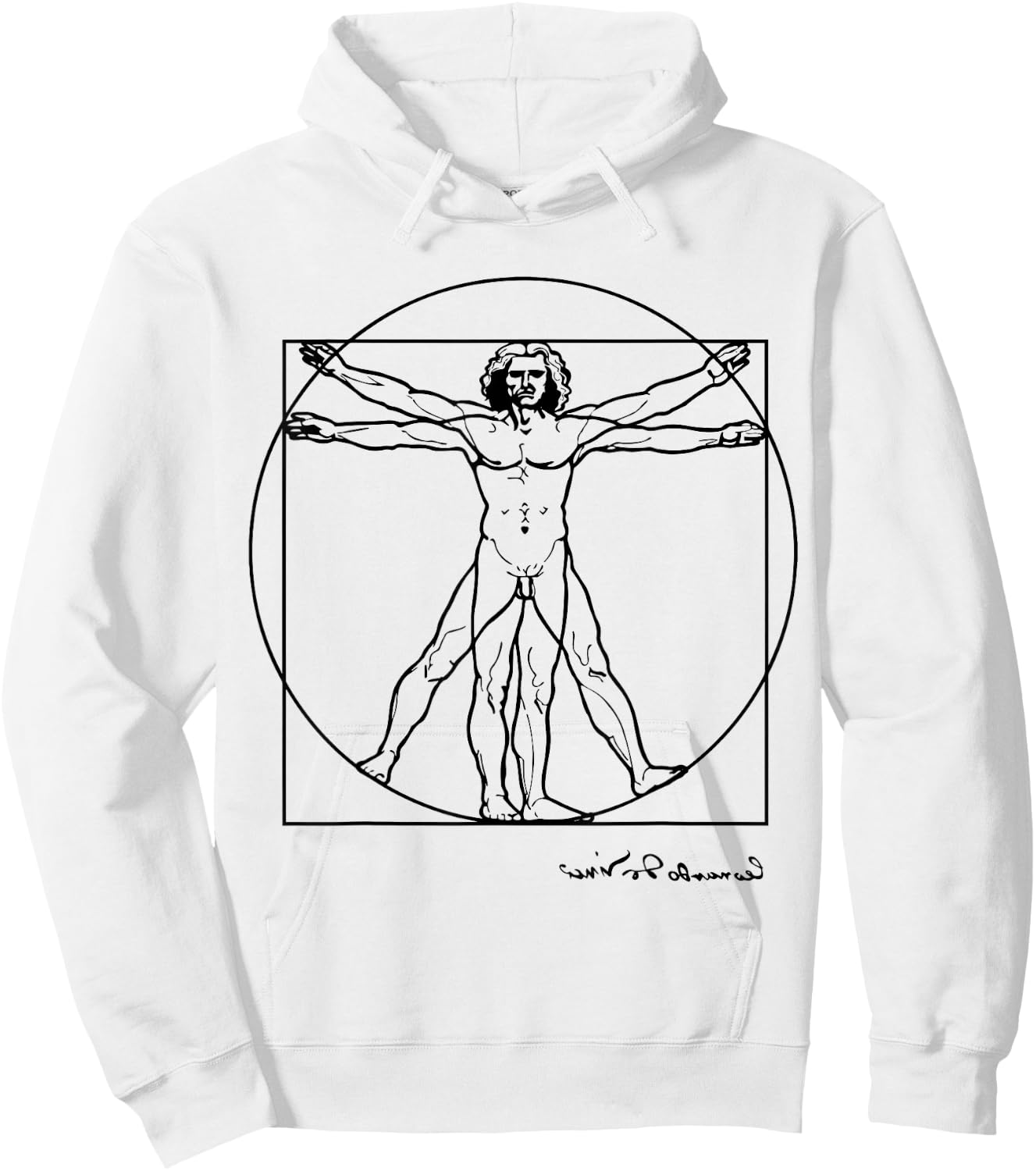 Leonardo Da Vinci The Vitruvian Man T Shirt, Artwork Sketch Hoodie - Hoodie | White