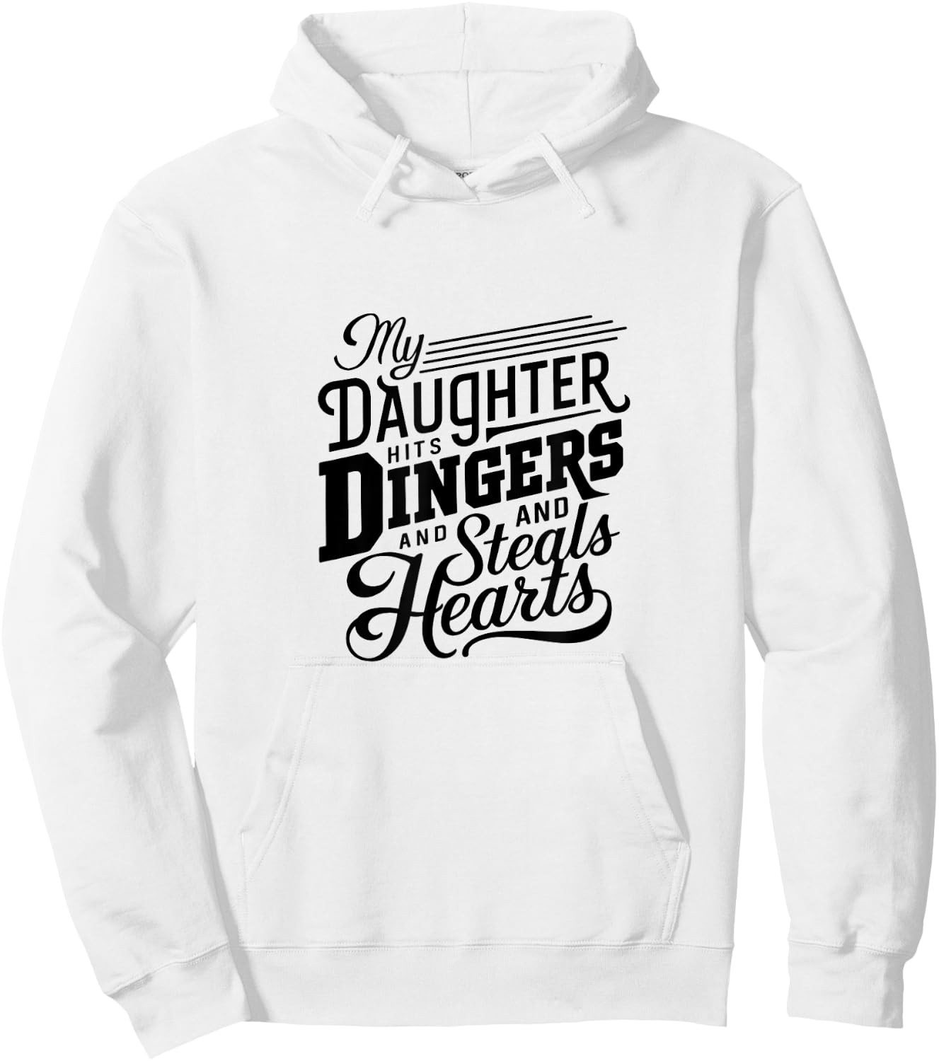 Softball Dad Daughter Hits Dingers Steals Hearts Cool Retro Hoodie - Hoodie | White