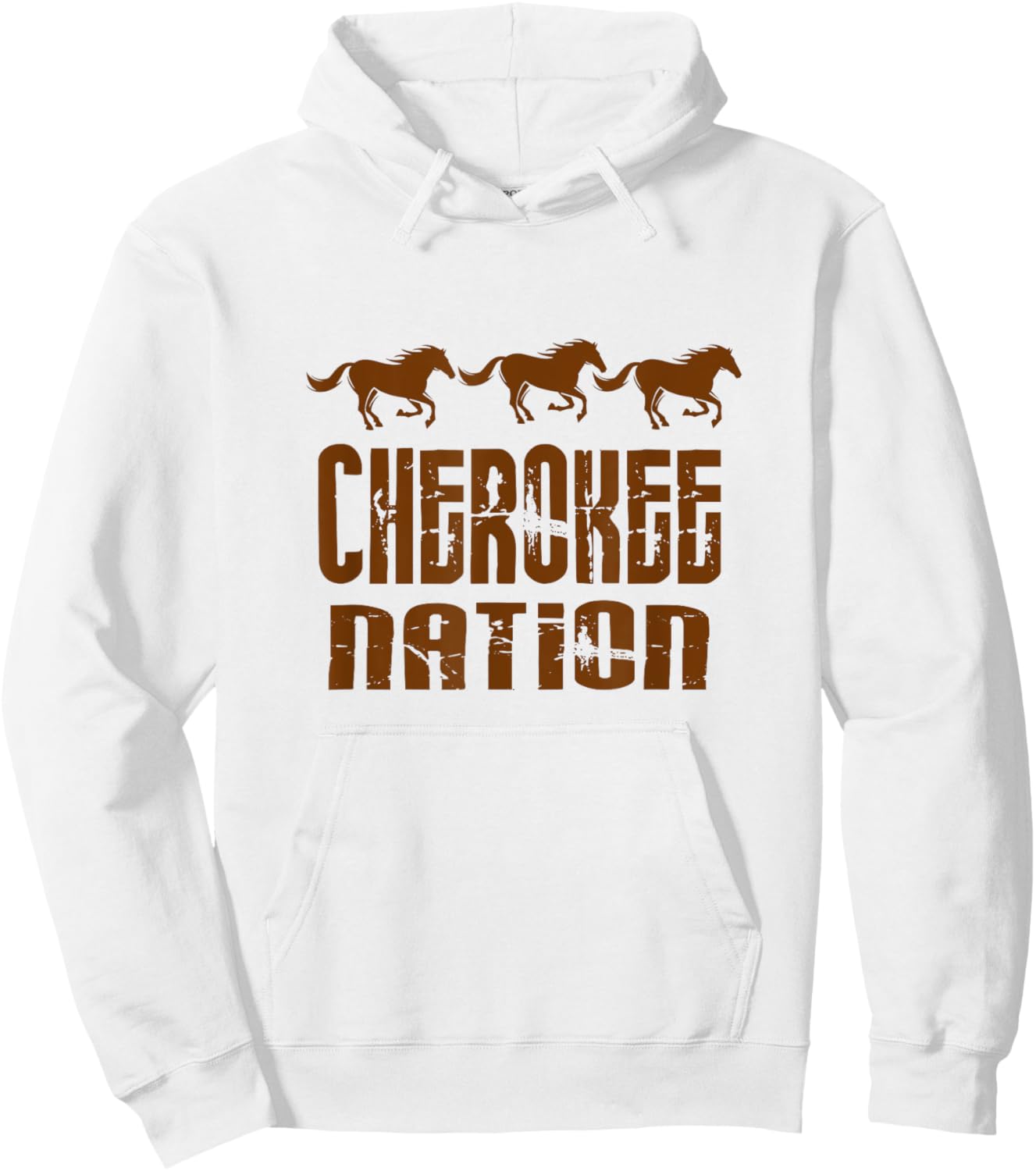Cherokee Nation With Running Horses Hoodie - Hoodie | White