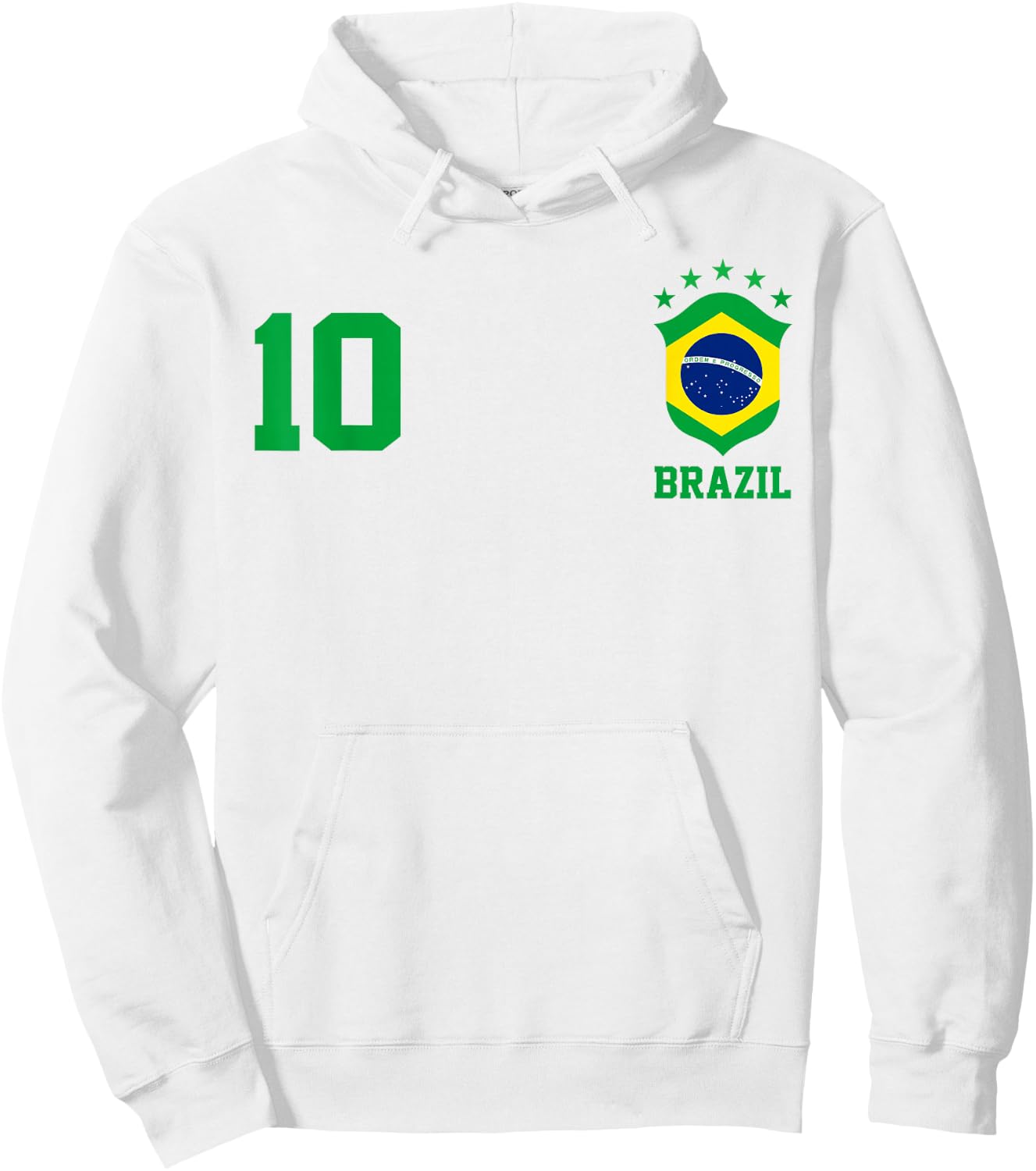 Chica Brazil Flag Brazilian Pride Soccer Jersey No.10 Lovers Hoodie - Hoodie | White
