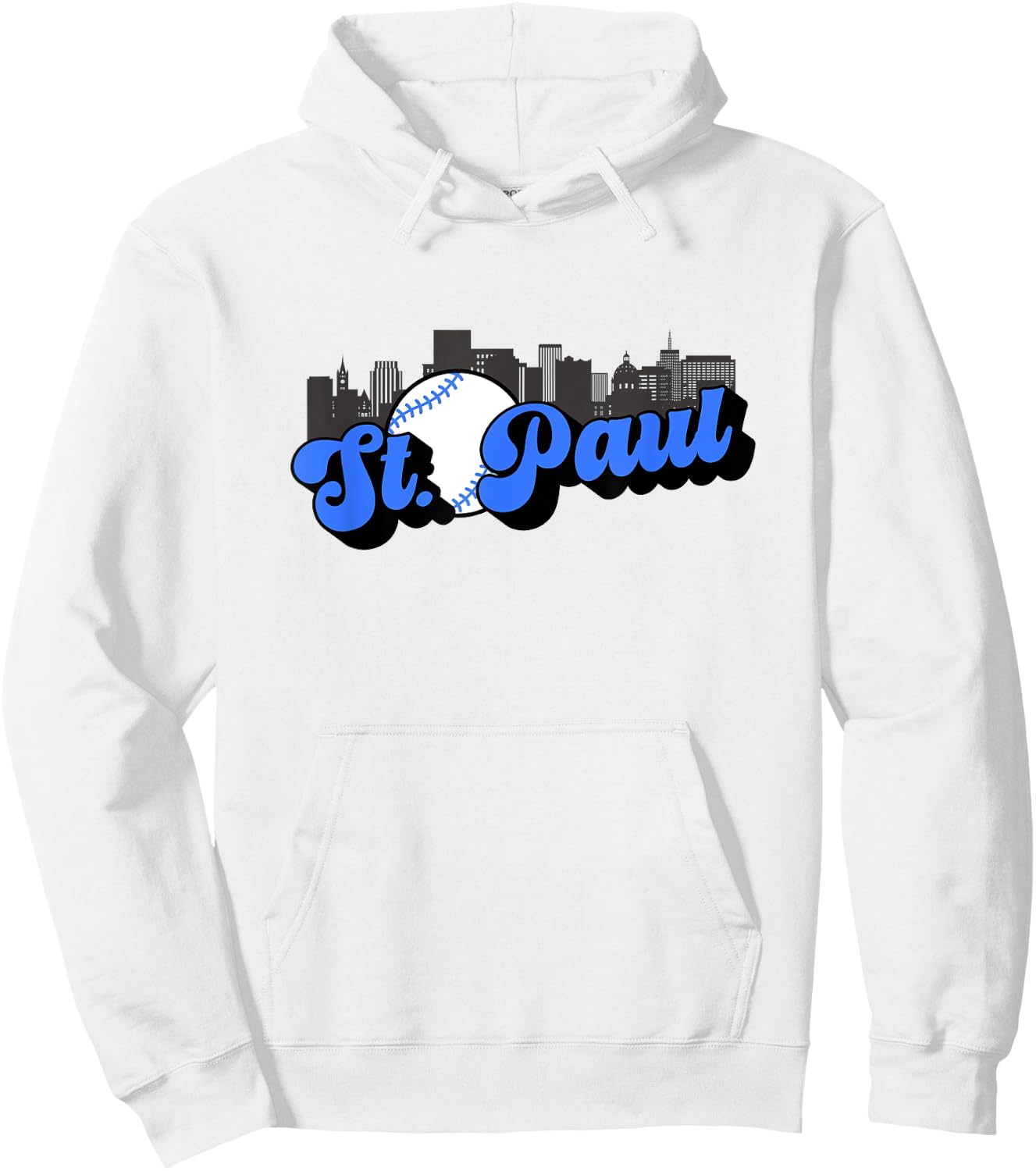 Saint Paul Baseball Vintage City Skyline Baseball Lover Hoodie - Hoodie | White