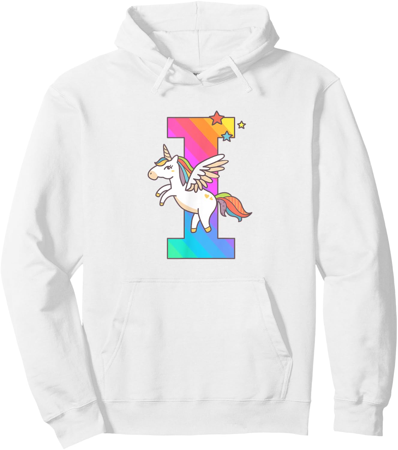 Unicorn Monogram Letter I Initial Cute Girls Birthday Gift Hoodie - Hoodie | White