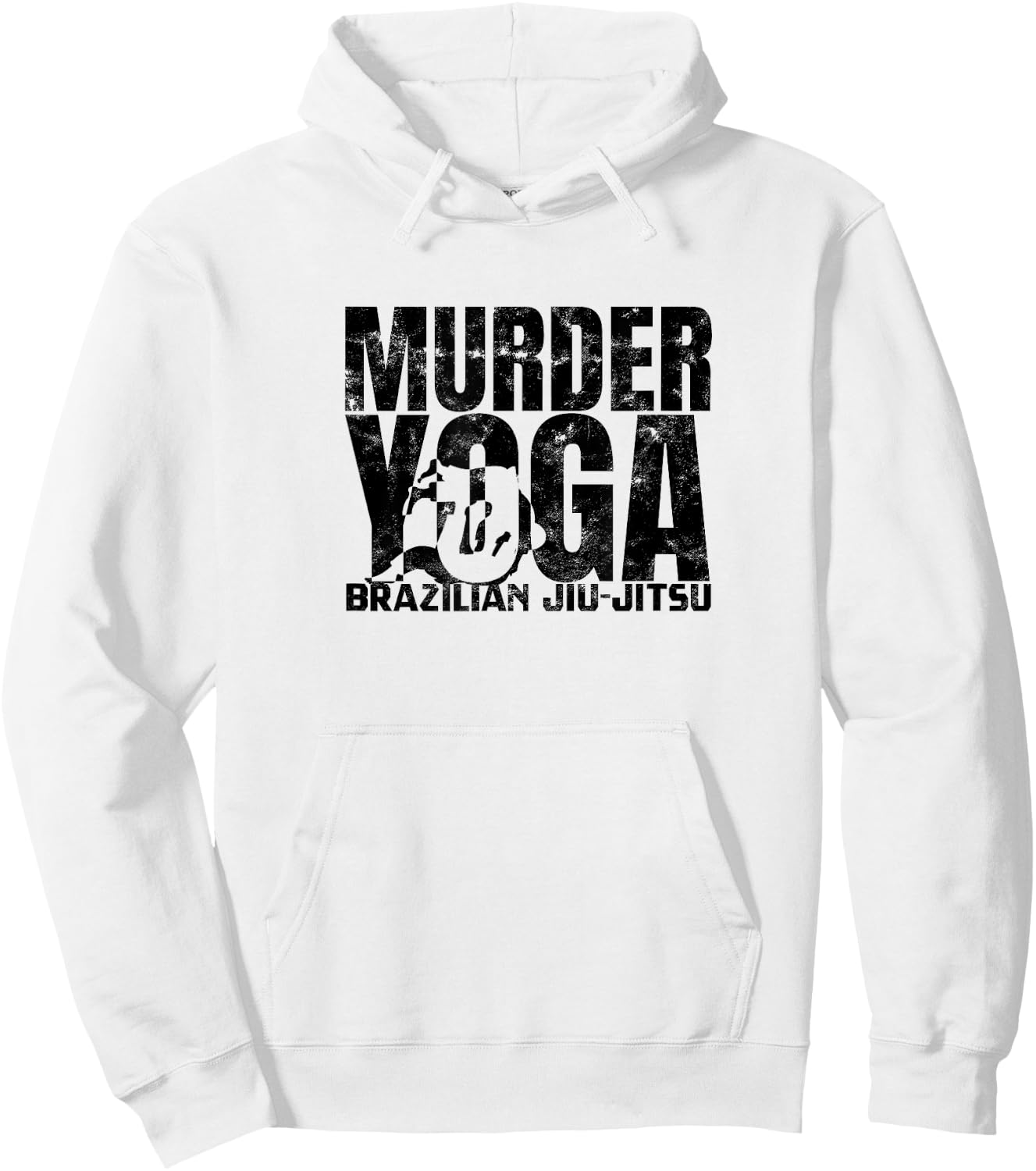 Murder Yoga - Funny Brazilian Jiu Jitsu Wrestling Distressed Hoodie - Hoodie | White