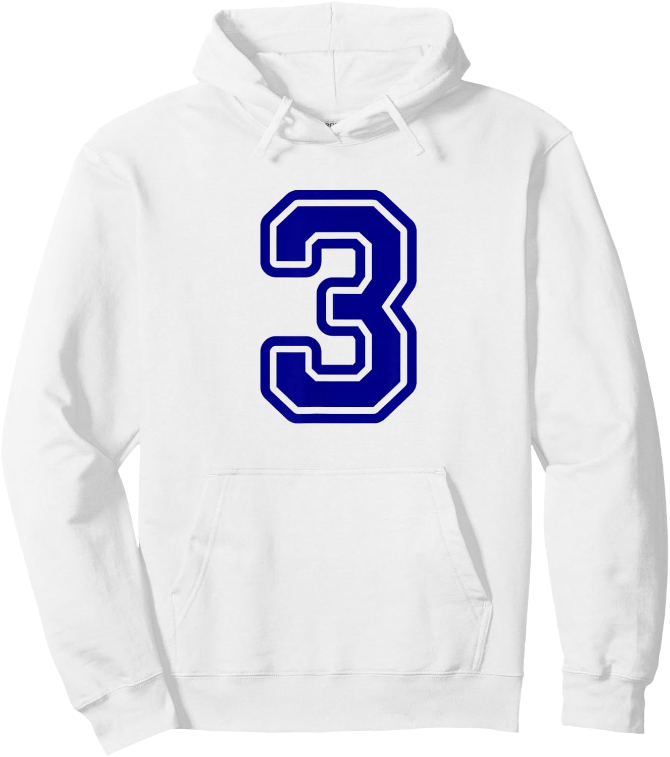 Number #3 Blue Sport Varsity Number 3 Hoodie - Hoodie | White