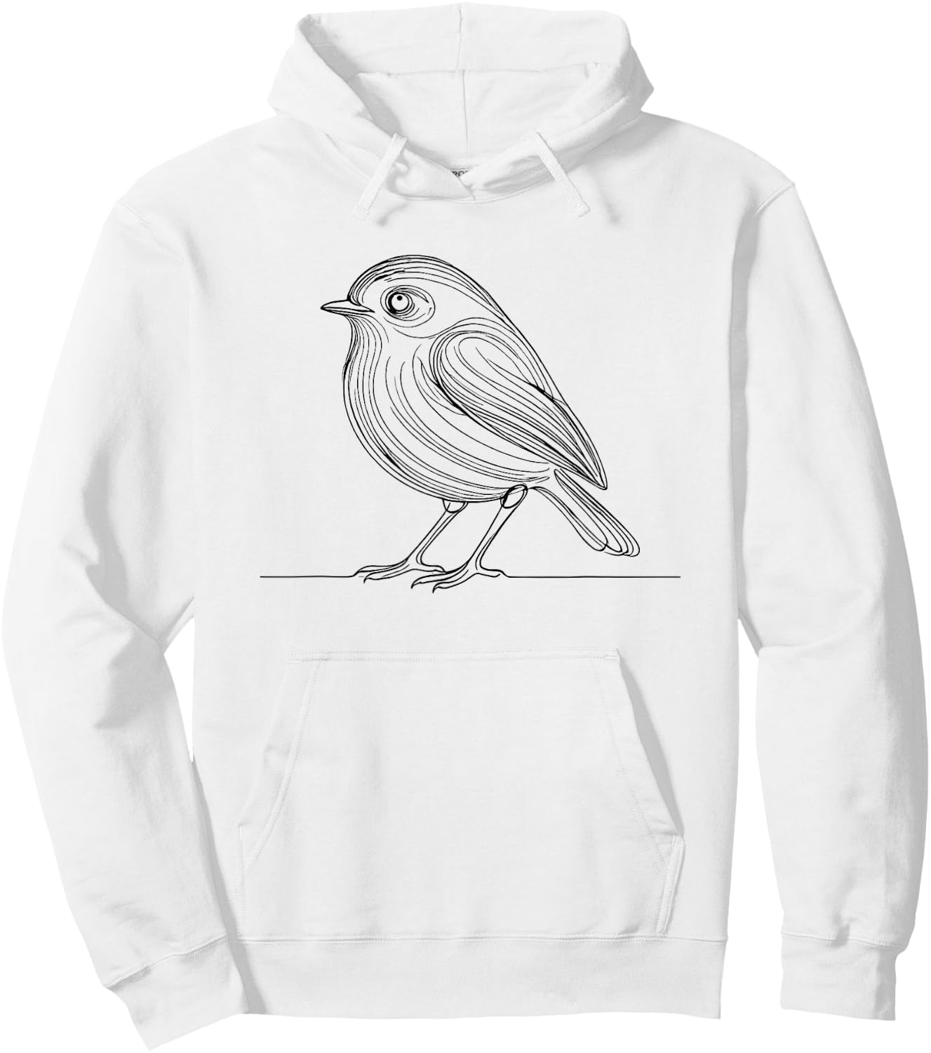 Line Art American Robin Bird Hoodie - Hoodie | White
