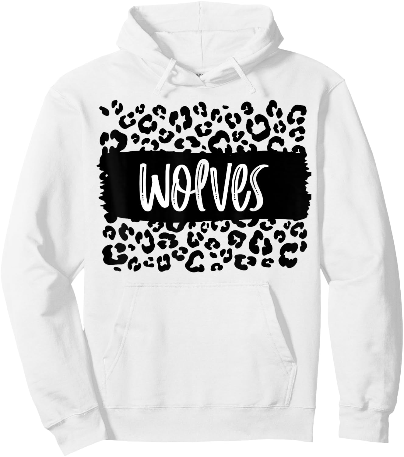 Wolves Team Mascot School Spirit Game Night Leopard Print Hoodie - Hoodie | White