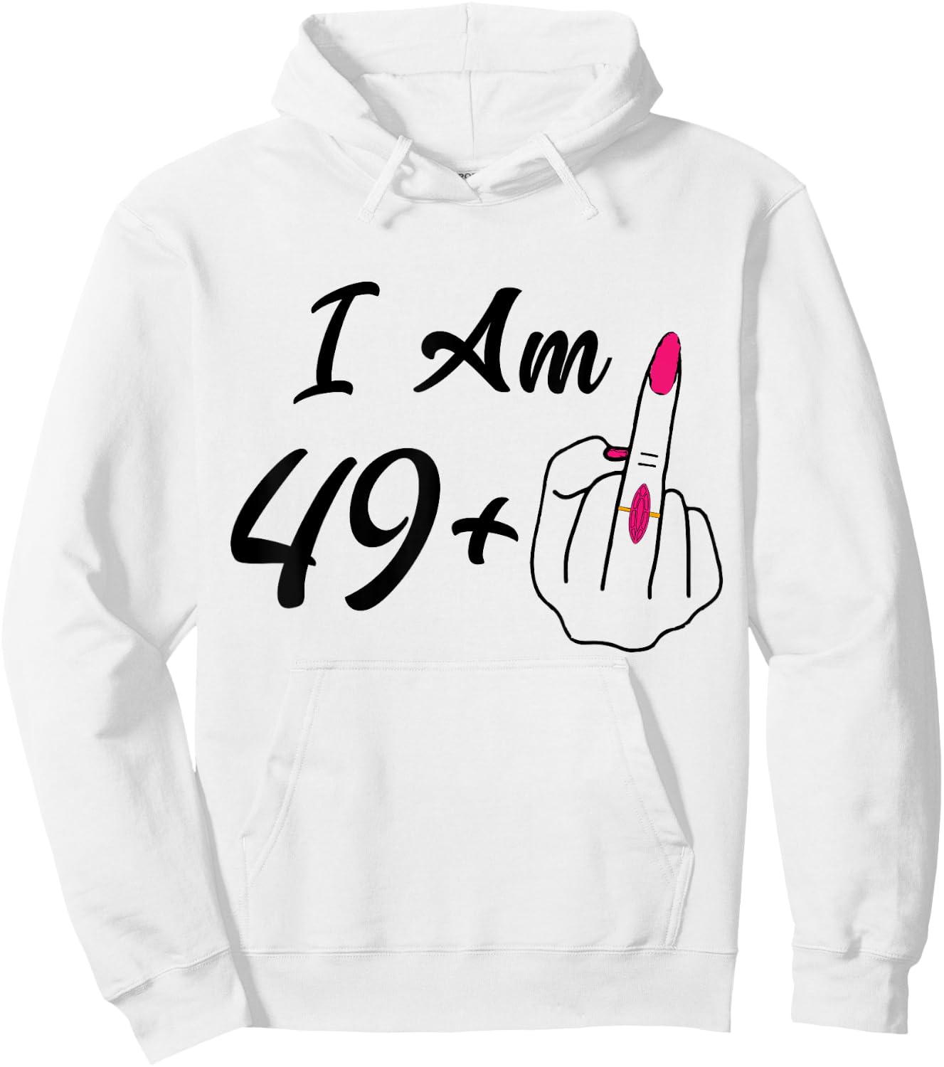 Personalized I Am 49 Plus 1 Middle Finger Humor 50th Women Hoodie - Hoodie | White