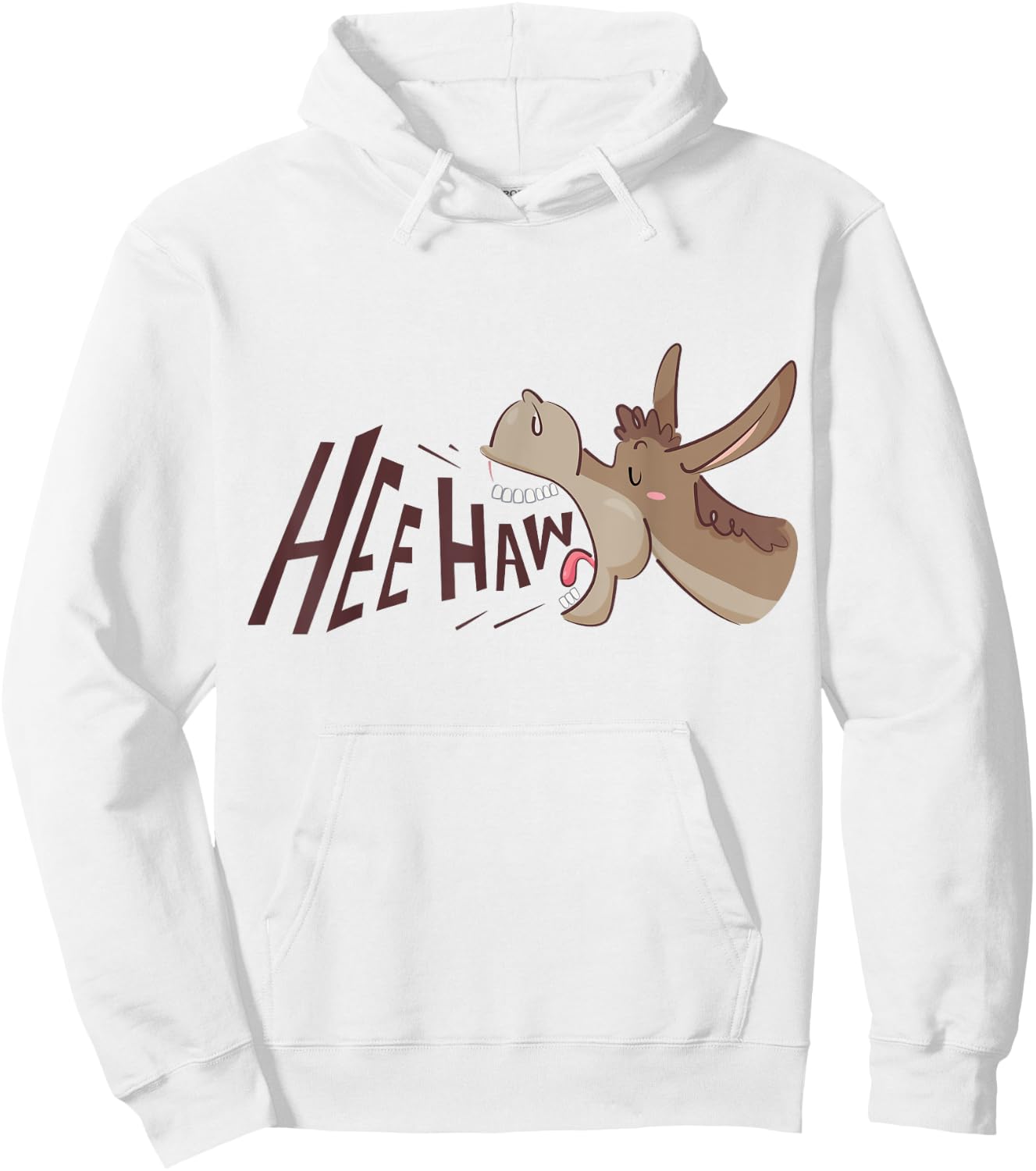 Funny Hee Haw Donkey Braying Cartoon Hoodie - Hoodie | White