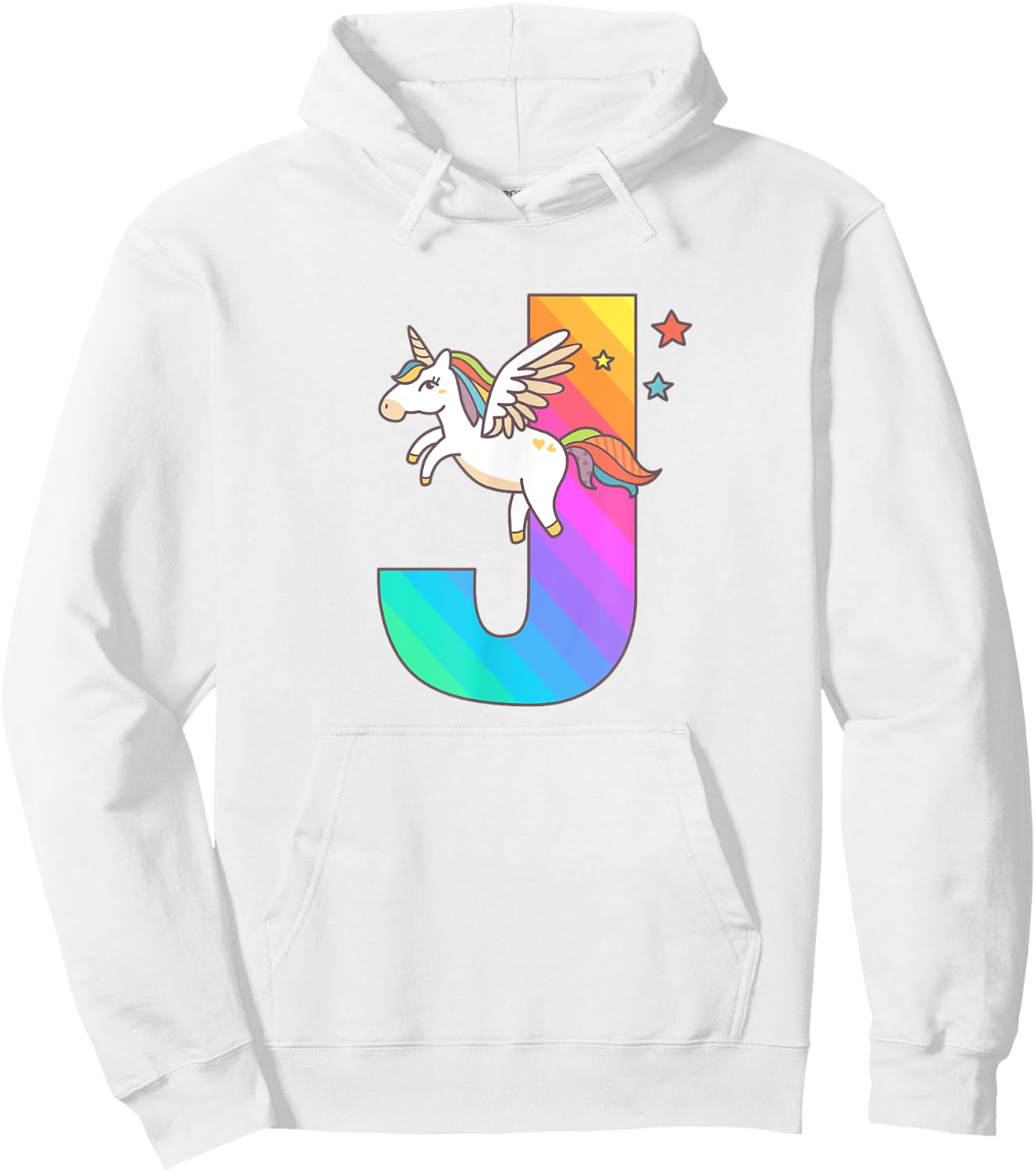 Unicorn Monogram Letter J Initial Cute Girls Birthday Gift Hoodie - Hoodie | White