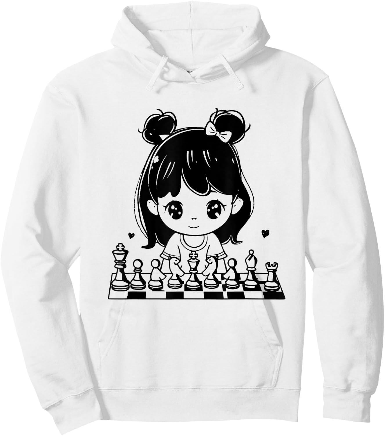 Chess Girl Cartoon Style Tabletop Games Hoodie - Hoodie | White