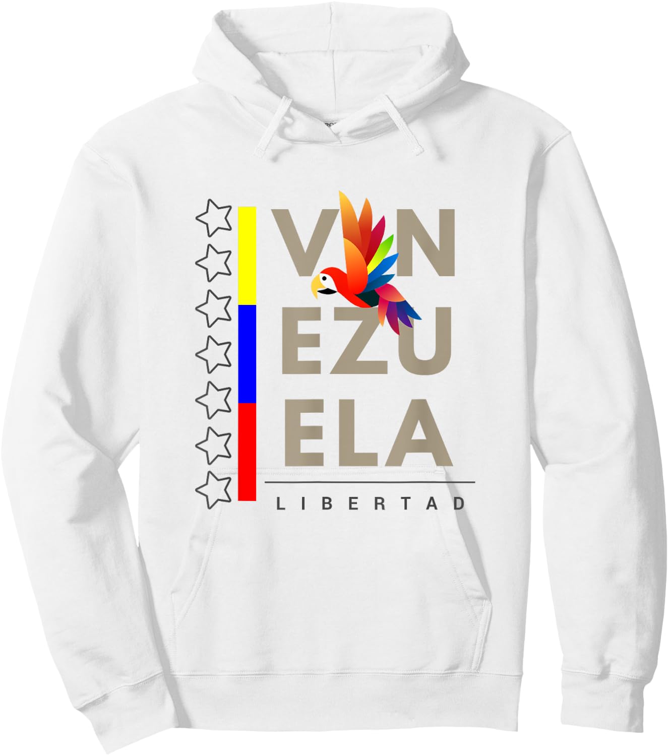 Venezuelan Flag Apparel with 7 Stars Guacamaya Tricolor Hoodie - Hoodie | White