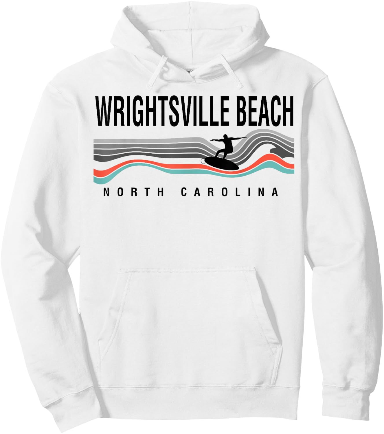 Wrightsville Beach North Carolina Surfboard Navy Men Women Girls Kids Hoodie - Hoodie | White