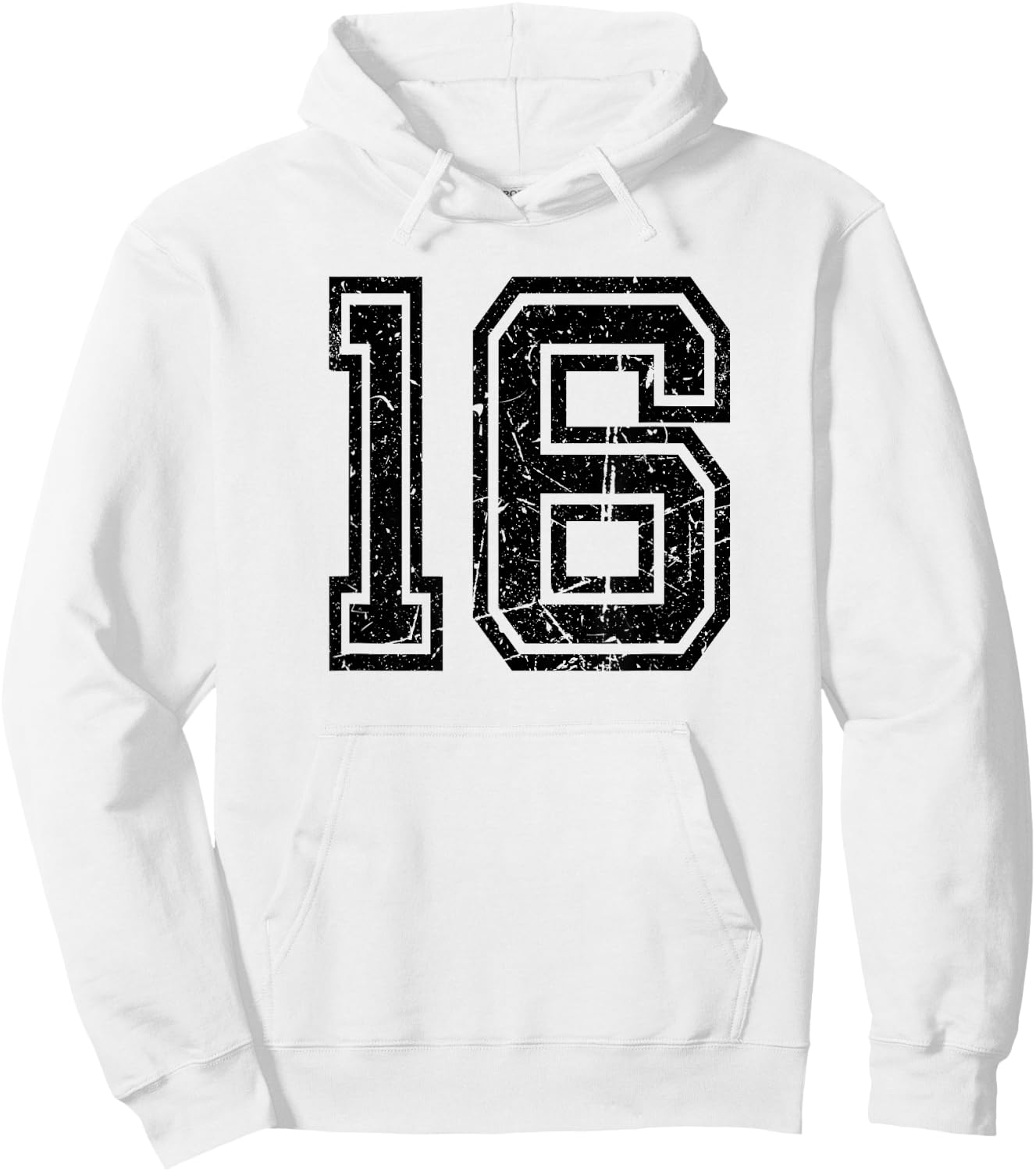 Retro Number #16 Sport Black Number Hoodie - Hoodie | White