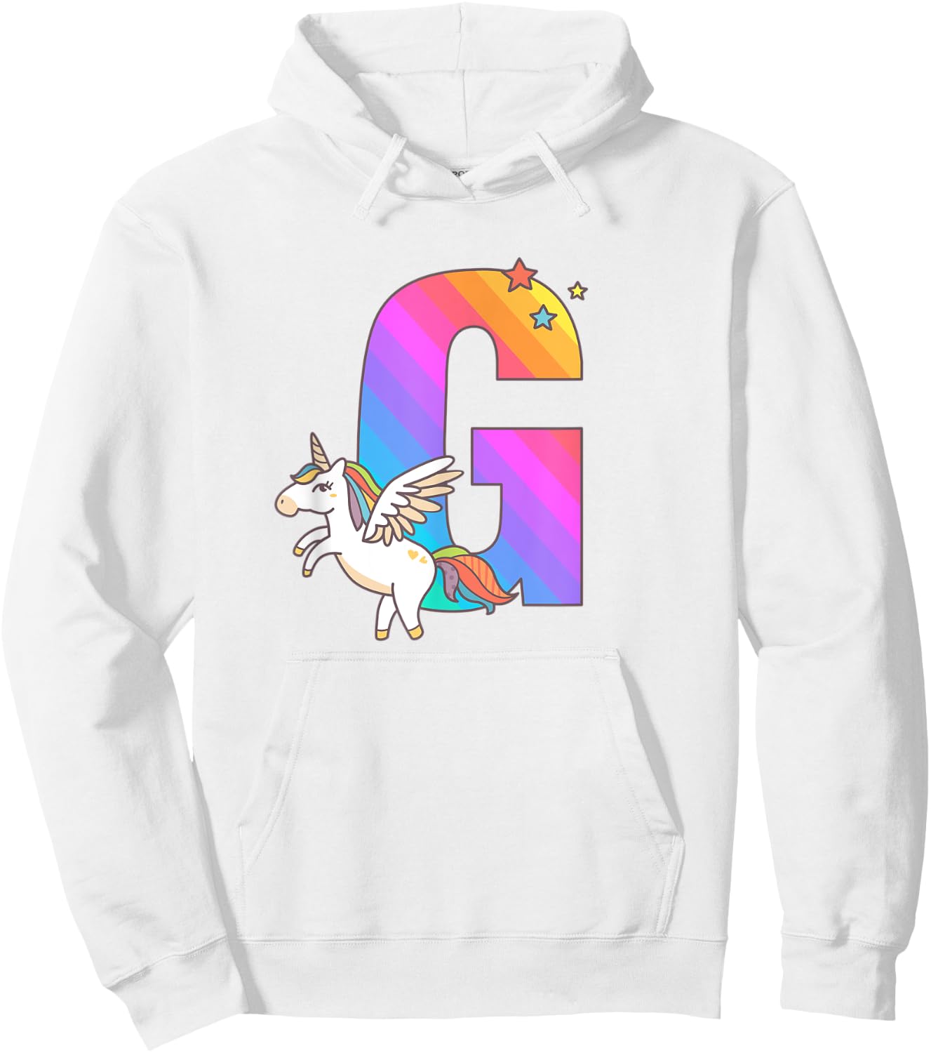 Unicorn Monogram Letter G Initial Cute Girls Birthday Gift Hoodie - Hoodie | White