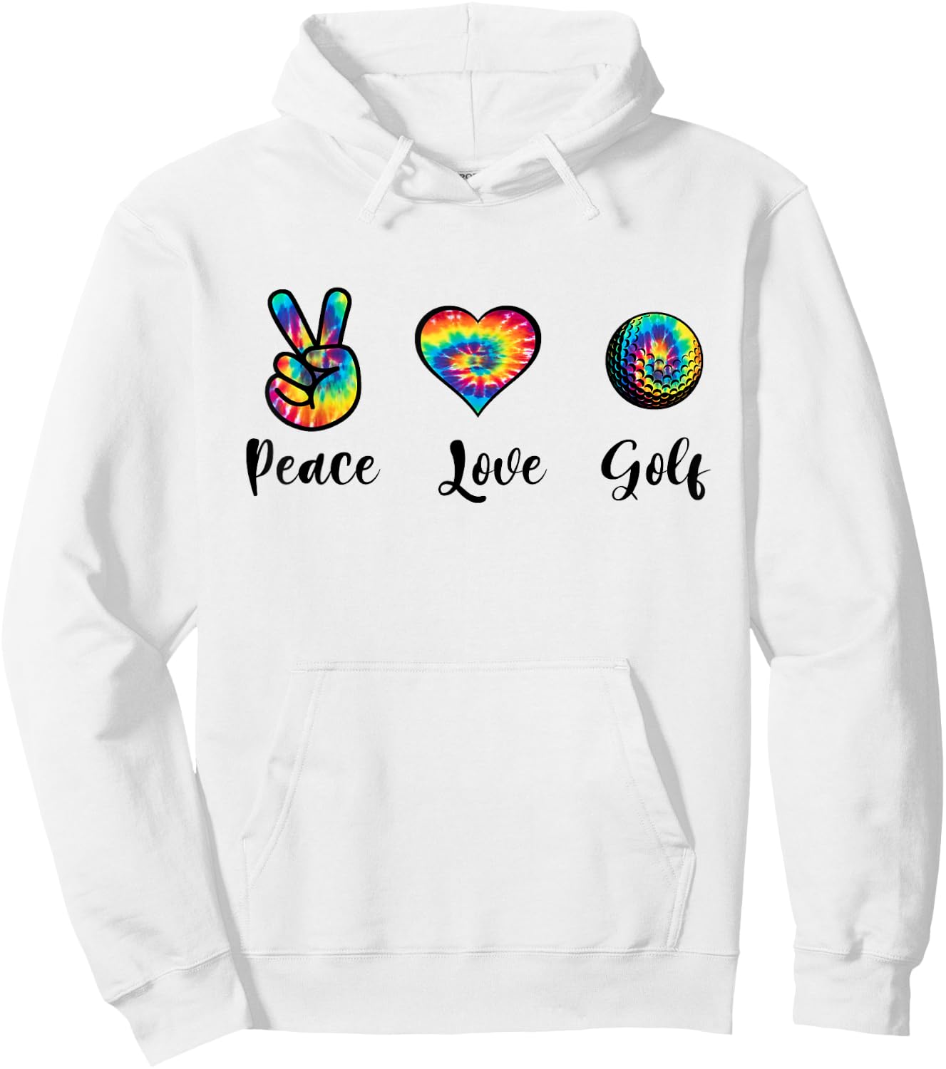 Funny Peace Love Golf Tie Dye Golf Lovers Golfer Golfing Hoodie - Hoodie | White