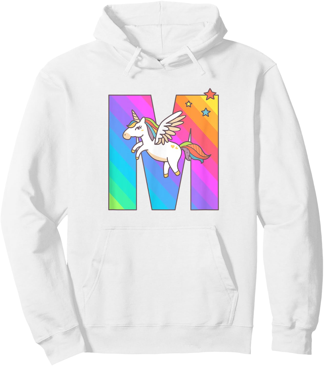Unicorn Monogram Letter M Initial Cute Girls Birthday Gift Hoodie - Hoodie | White