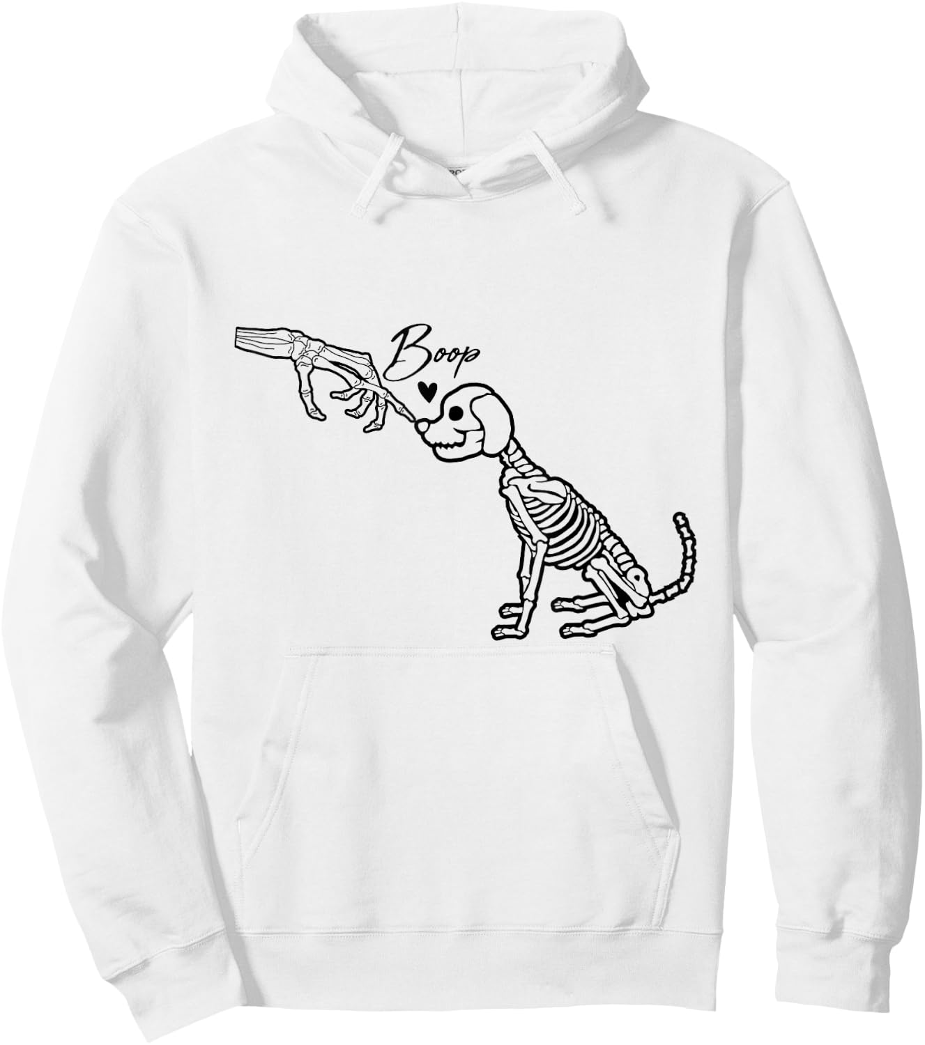 Skeleton Hand Boop Skeleton Dog Halloween Pet Love Men Women Hoodie - Hoodie | White
