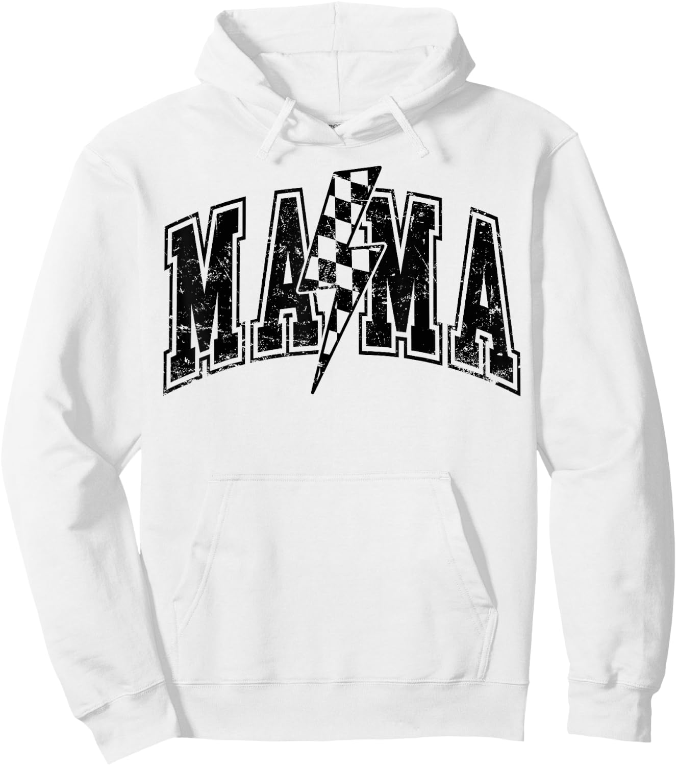 Mama Lightning Bolt Checkered Varsity Mom Women Mother's Day Hoodie - Hoodie | White