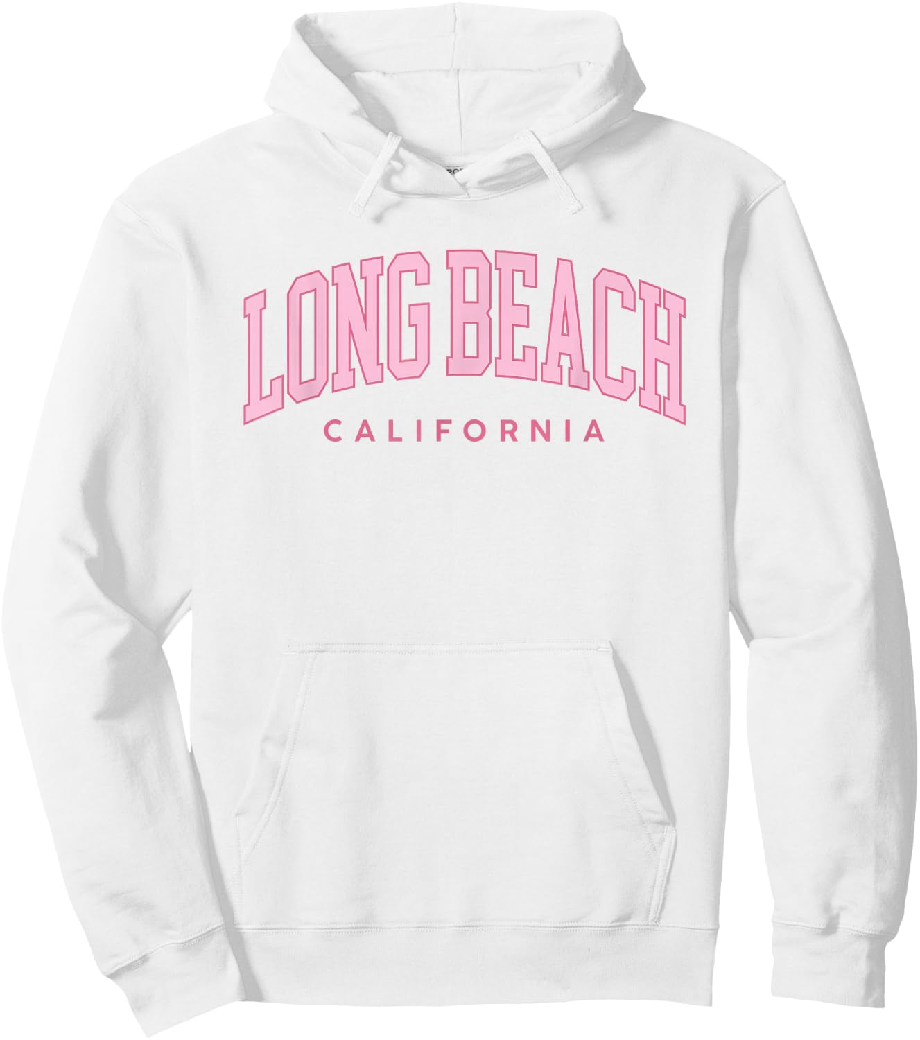 Long Beach California Retro Preppy Throwback Pink Girls Hoodie - Hoodie | White