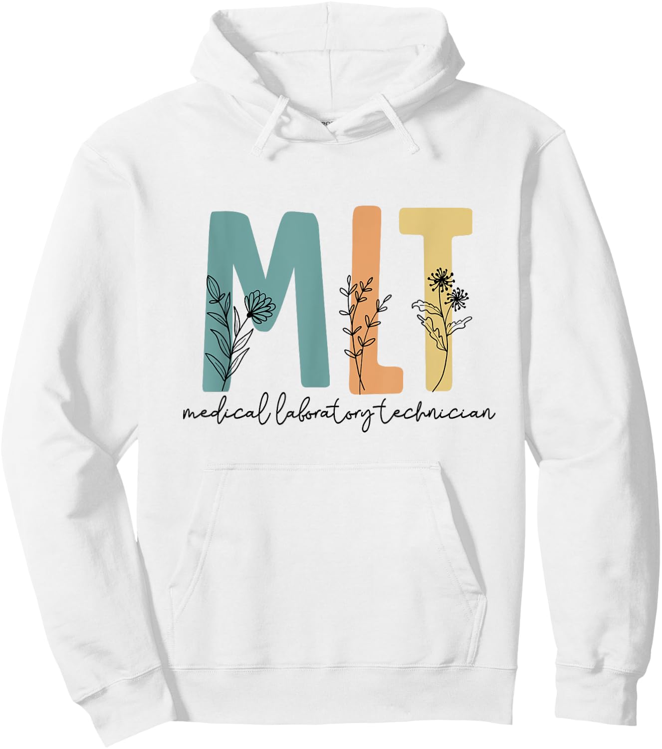 Retro Wildflower MLT Medical Laboratory Technician Scrub Hoodie - Hoodie | White