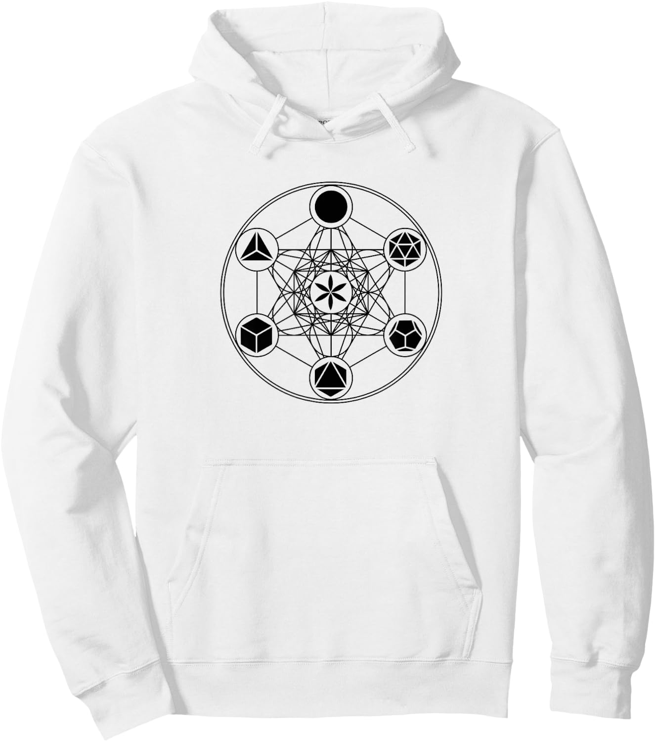 Sacred Geometry Yoga Metatrons Cube Platonic Solids Hoodie - Hoodie | White