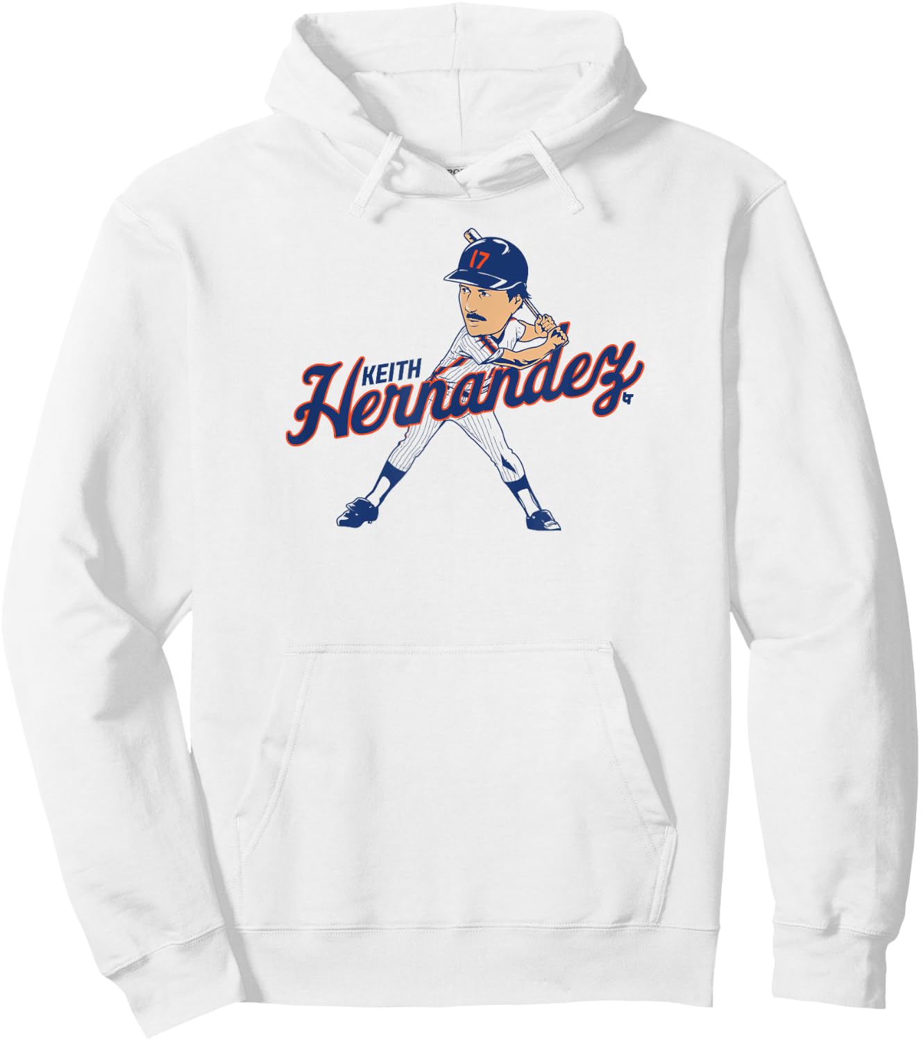 Keith Hernandez: Caricature - New York Baseball Hoodie - Hoodie | White
