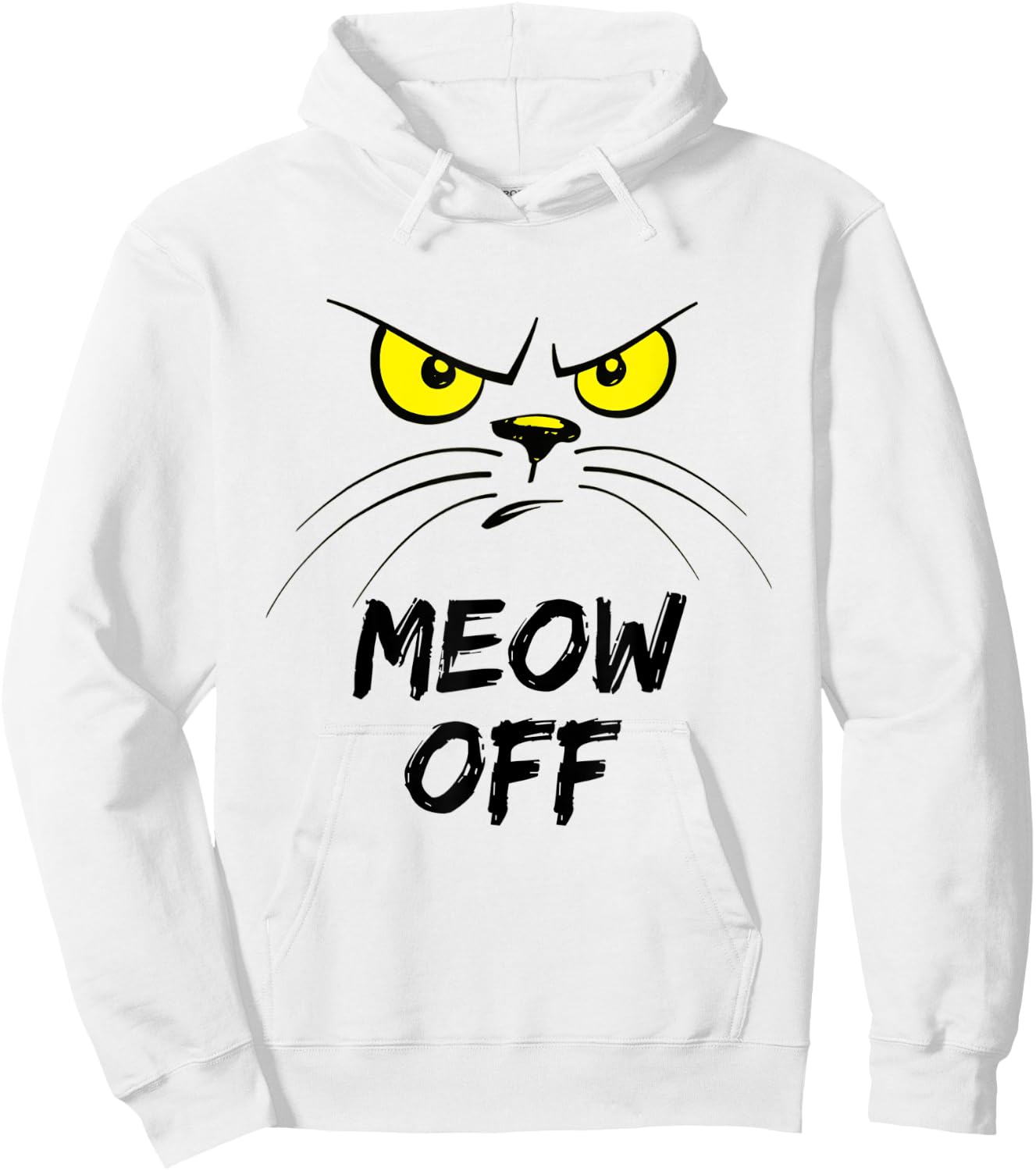 Angry Cat Commands Meow Off Hoodie - Hoodie | White