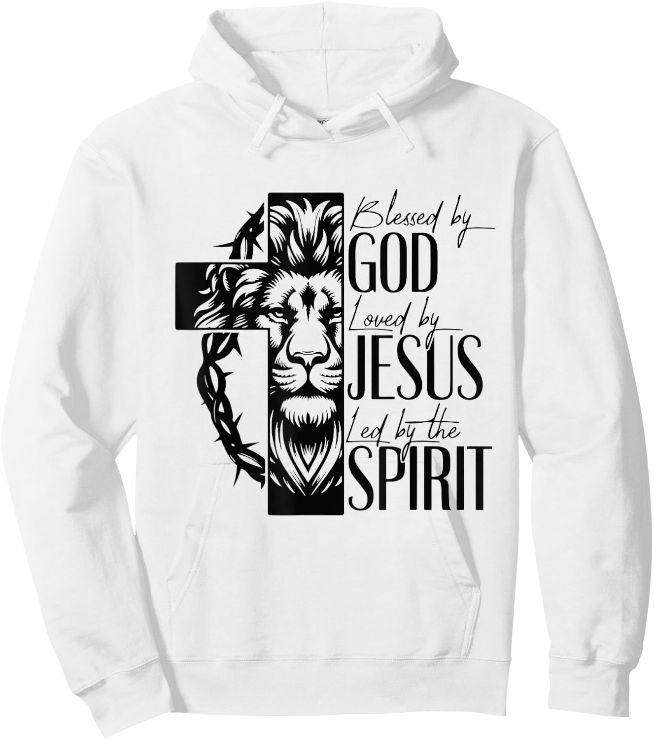 Lion Blessed by god loved by jesus led by the spirit Hoodie - Hoodie | White
