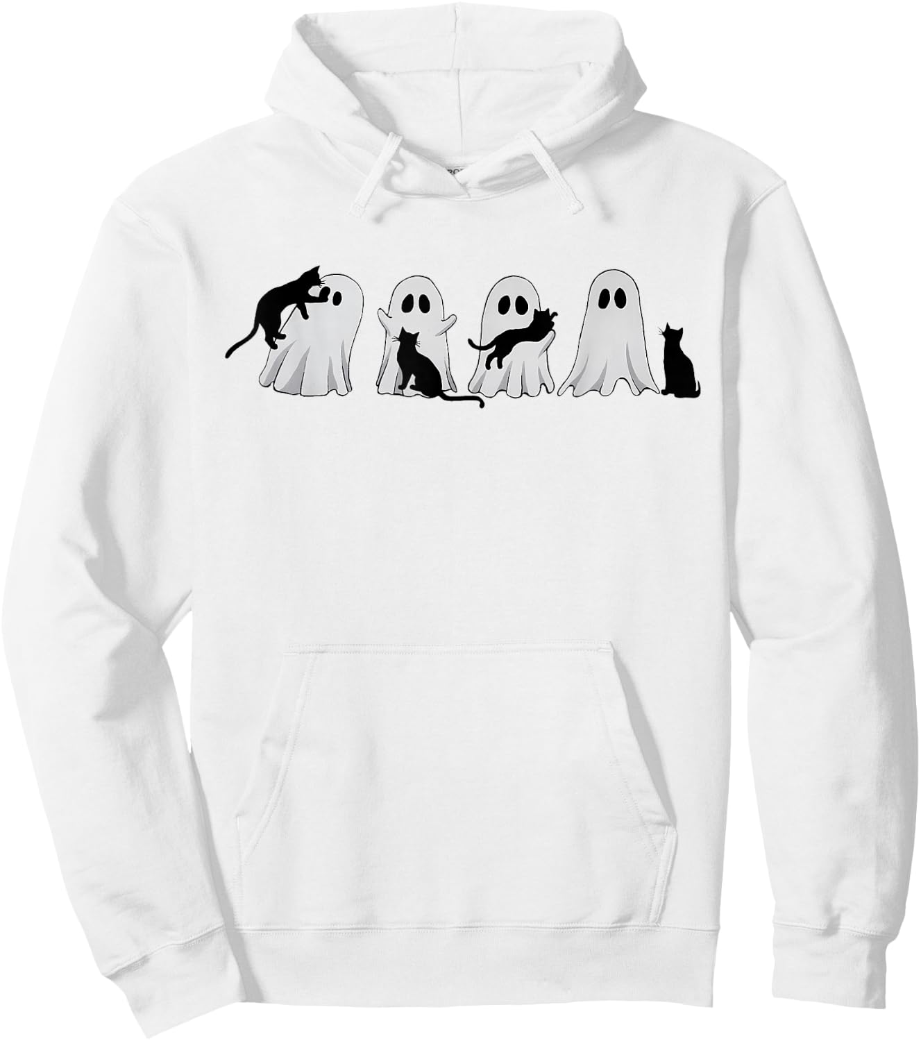 Cute Ghost Cat Halloween Outfit Costumes Cat Lover Spooky Men Women Kids Hoodie - Hoodie | White