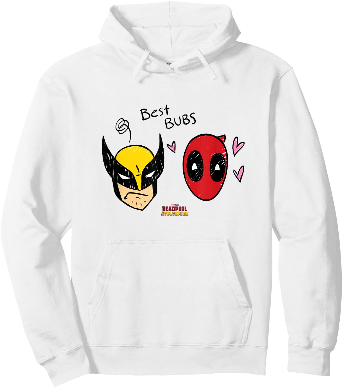 Marvel Deadpool & Wolverine Best Bubs Faces Doodles Hoodie - Hoodie | White