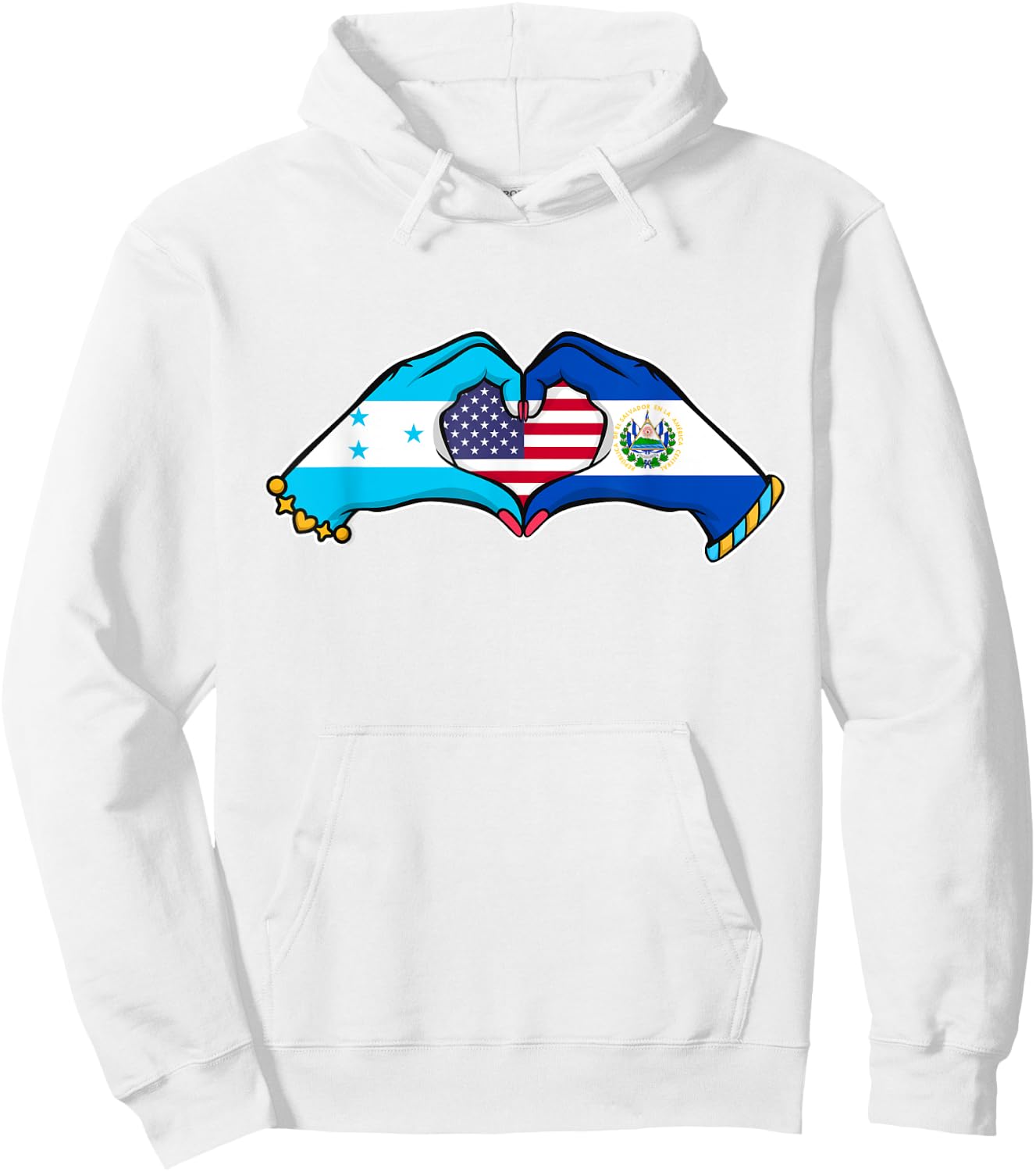 Heart hands El Salvador, Honduras and the USA Hoodie - Hoodie | White