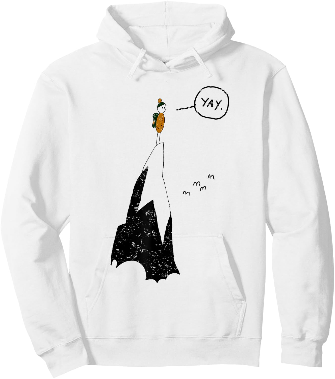 Yay Funny Mountain Climber Hiker Mountaineer Hand Drawn Hoodie - Hoodie | White