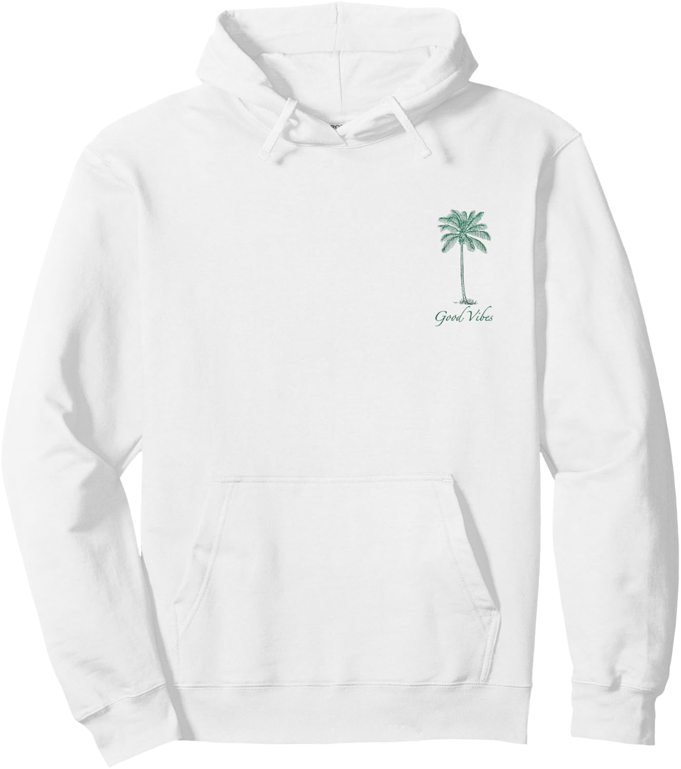 Vintage Hawaiian Palm Tree Beach Tropical Island Pocket Logo Hoodie - Hoodie | White