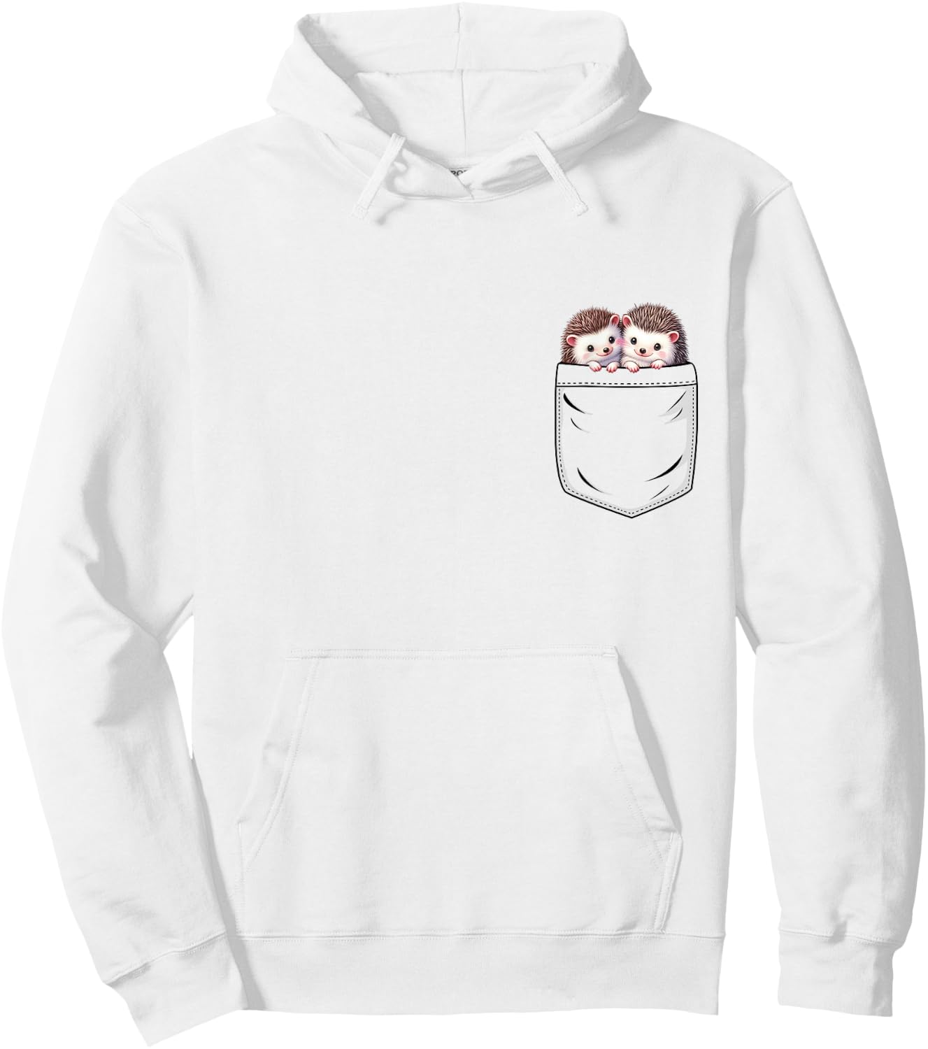 Hedgehog Lovers Cute Funny Hedgehog In Pocket , Small, Grey Hoodie - Hoodie | White