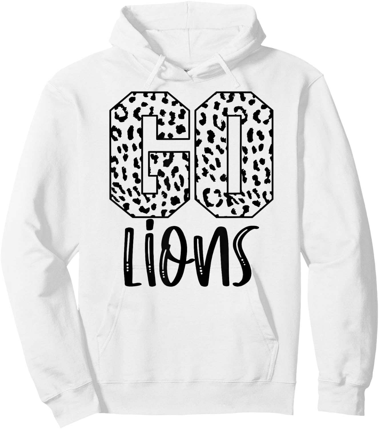 Lions Team Mascot School Spirit Game Night Leopard Print Hoodie - Hoodie | White