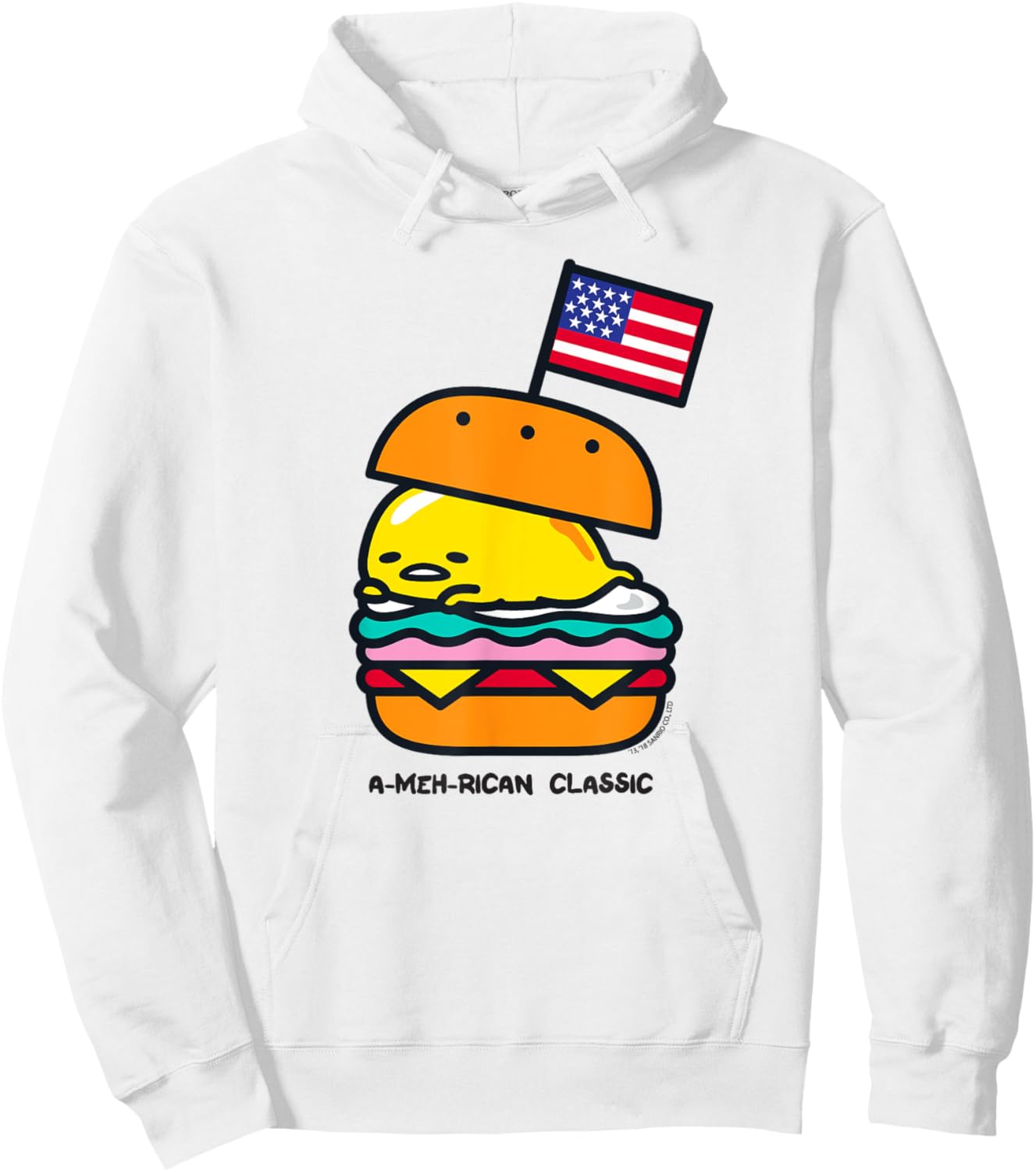 Gudetama American Classic Burger Shirt Hoodie - Hoodie | White