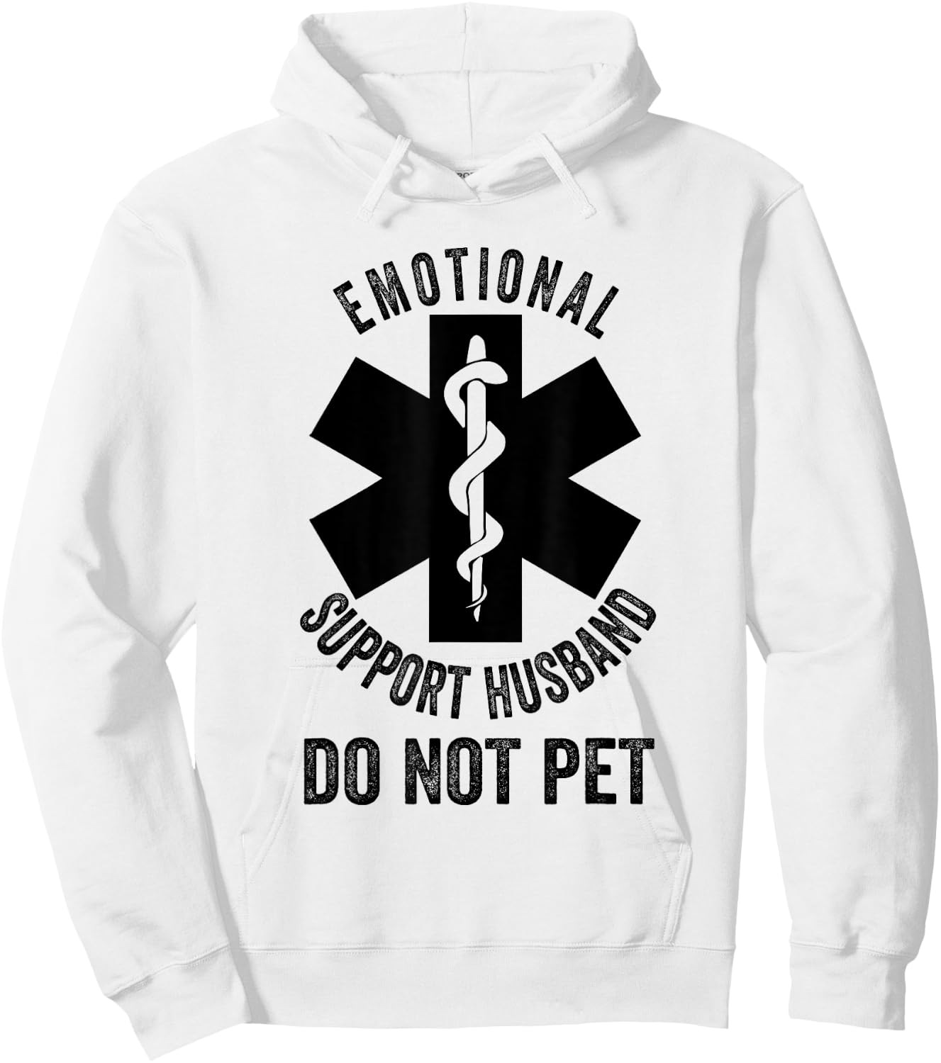 Do Not Pet Emotional Support Husband Funny Hoodie - Hoodie | White