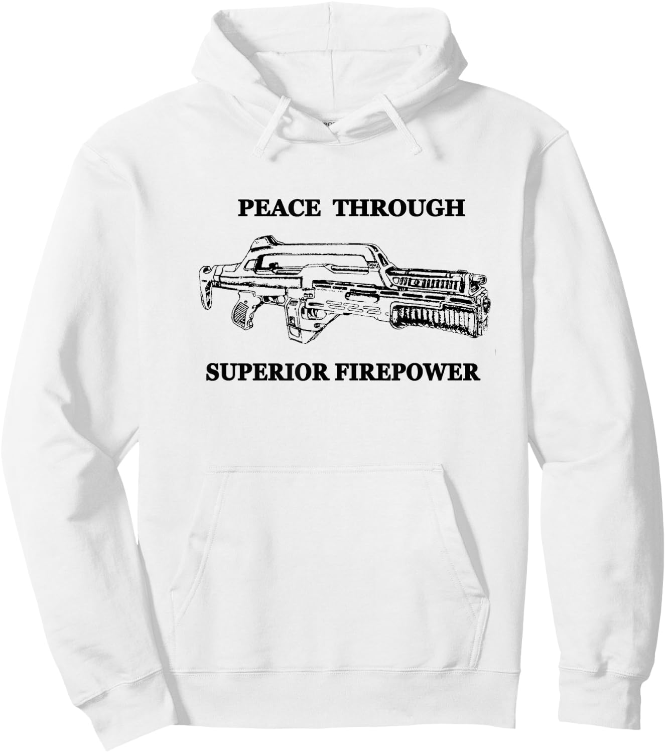 Peace Through Superior Firepower - Retro 80's Sci-fi Hoodie - Hoodie | White